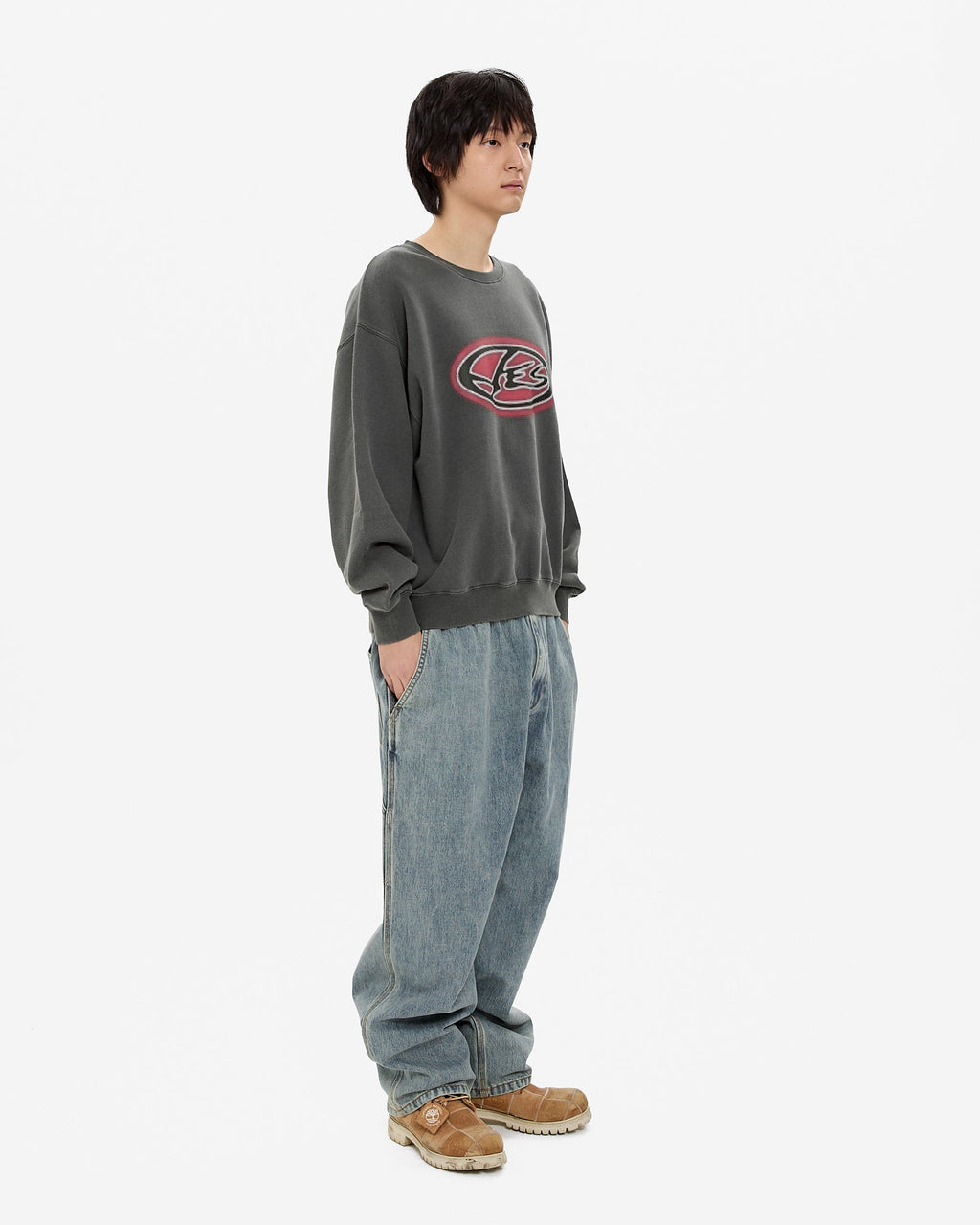 yeseyesee - Y.E.S Oval Logo Sweatshirt (Charcoal) product image 8 | TRAB K-Fashion Australia