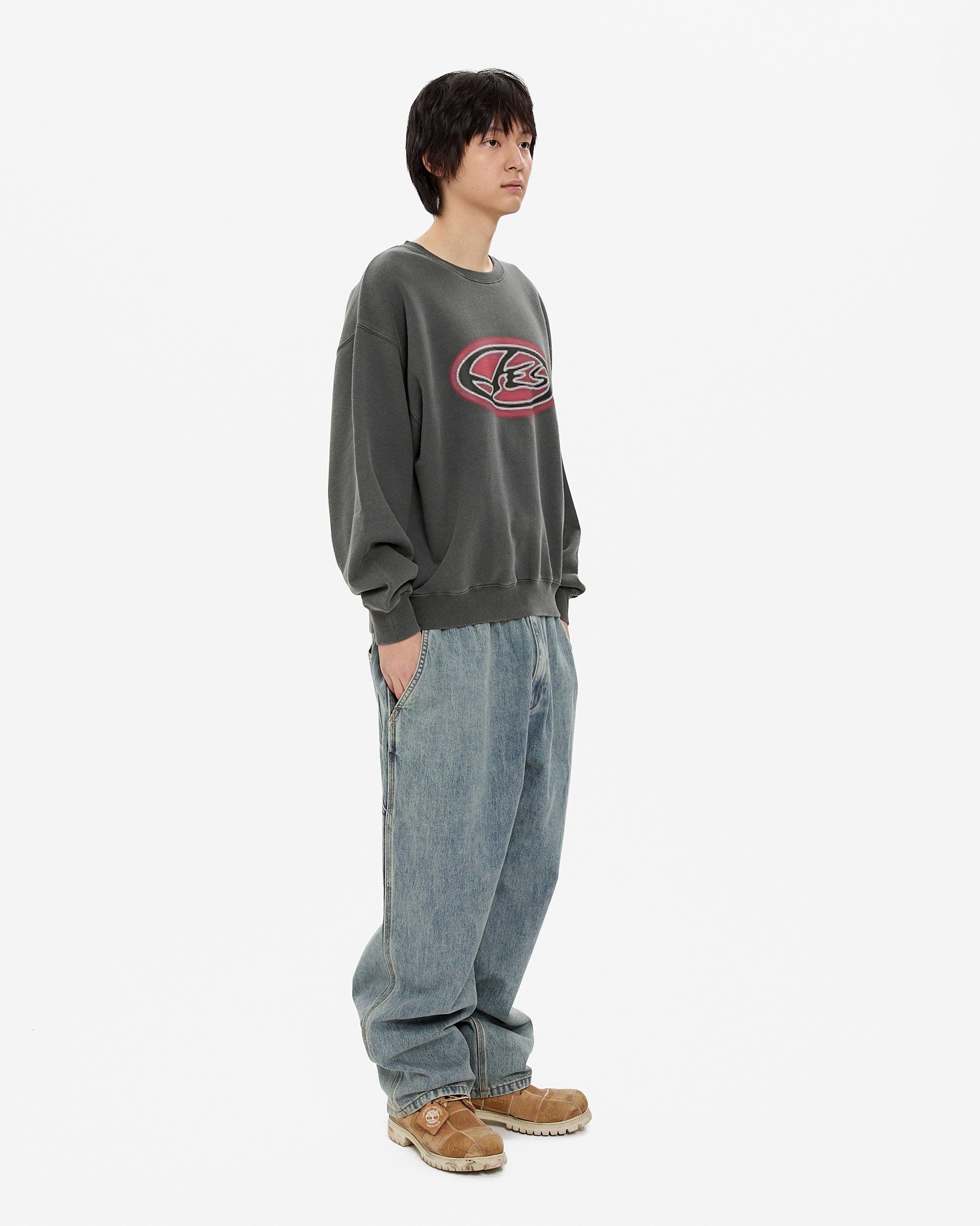 yeseyesee - Y.E.S Oval Logo Sweatshirt (Charcoal) product image 8 | TRAB K-Fashion Australia