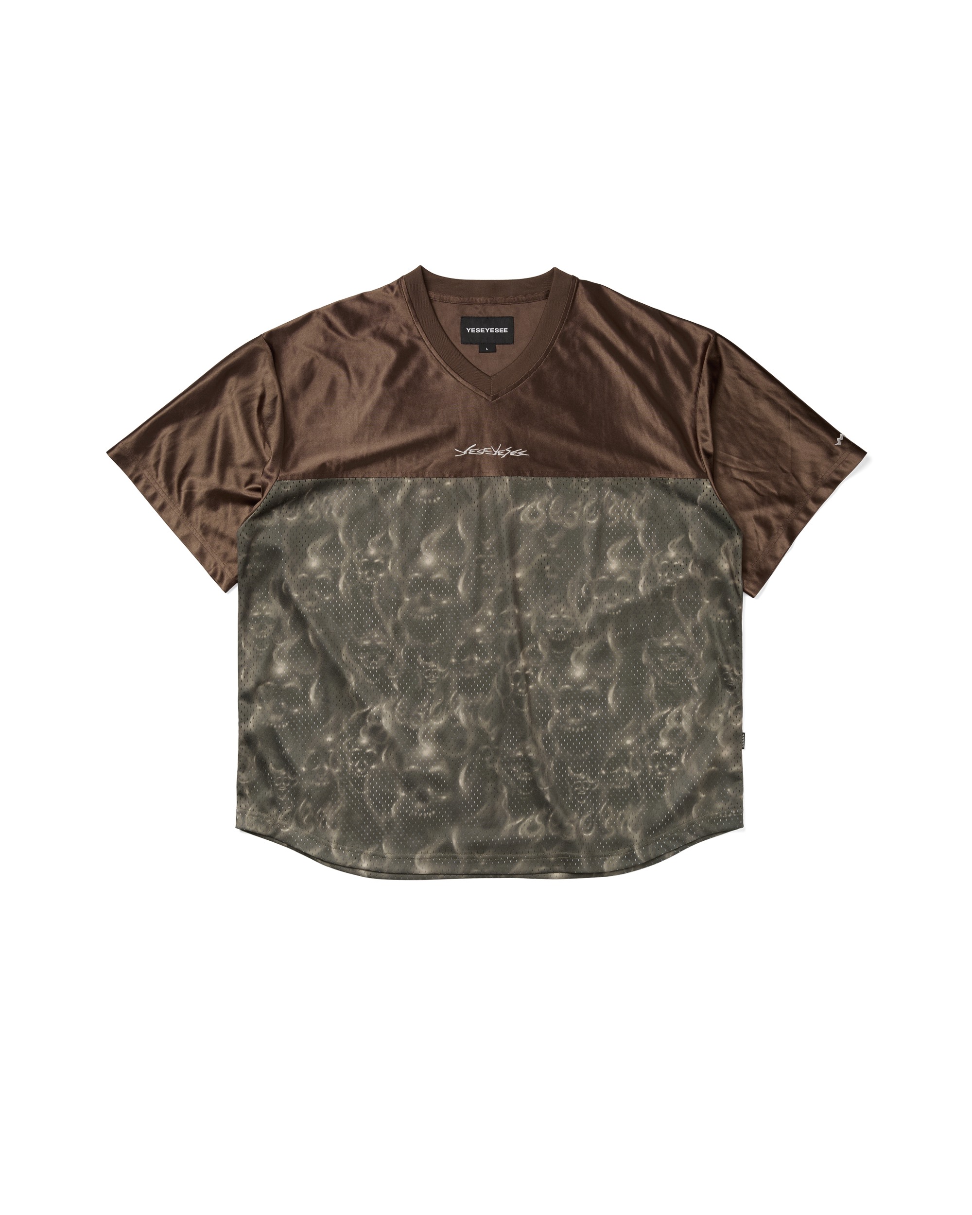 yeseyesee - Y.E.S Skull Mesh Tee (Brown) product image 1 | TRAB K-Fashion Australia