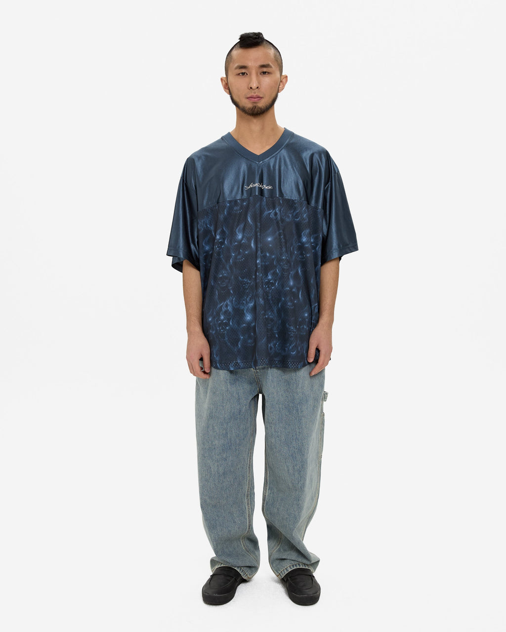 yeseyesee - Y.E.S Skull Mesh Tee (Navy) product image 7 | TRAB K-Fashion Australia
