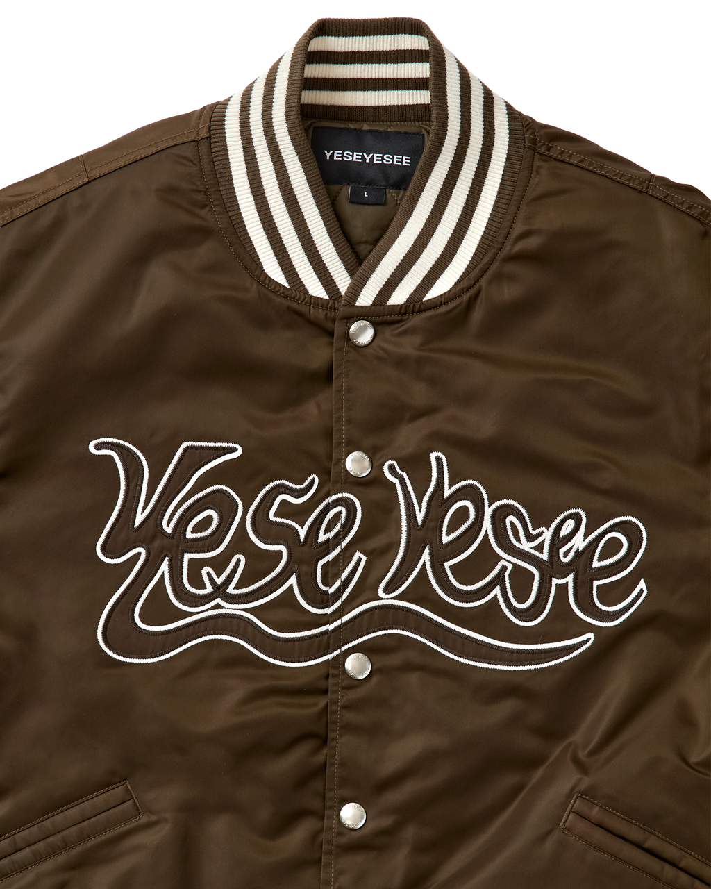yeseyesee - Y.E.S Snail Logo Stadium Jacket (Brown) product image 3 | TRAB K-Fashion Australia