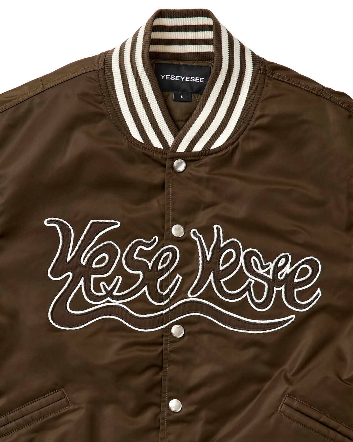 yeseyesee - Y.E.S Snail Logo Stadium Jacket (Brown) product image 3 | TRAB K-Fashion Australia