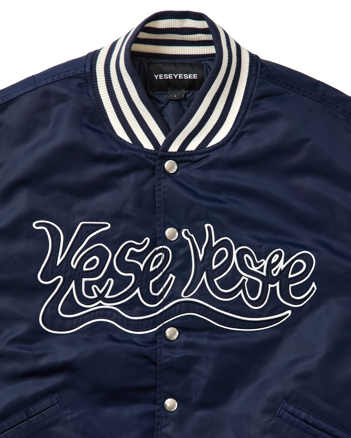 yeseyesee - Y.E.S Snail Logo Stadium Jacket (Navy) product image 3 | TRAB K-Fashion Australia