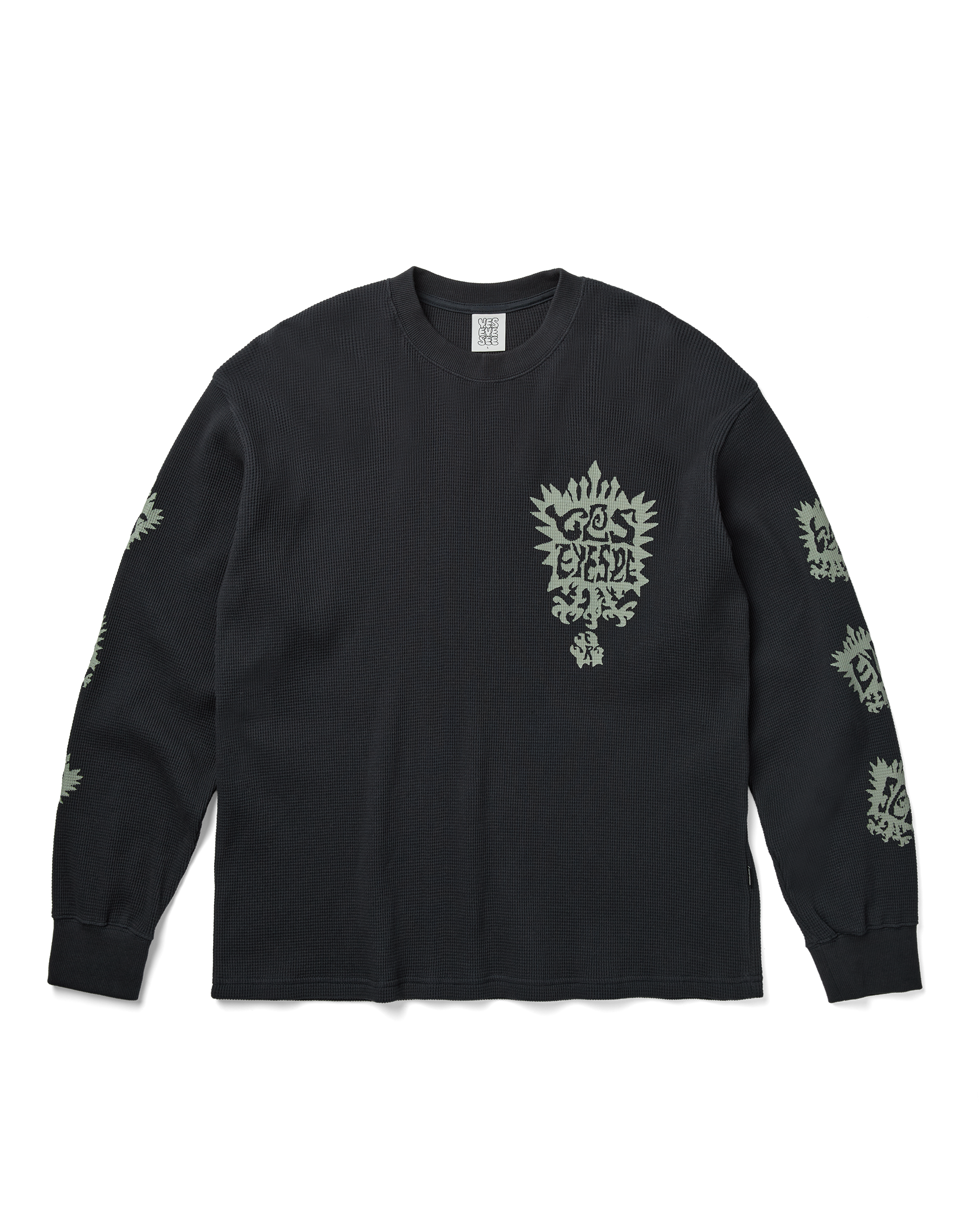 yeseyesee - Y.E.S Stamp Waffle L/S (Charcoal) product image 1 | TRAB K-Fashion Australia