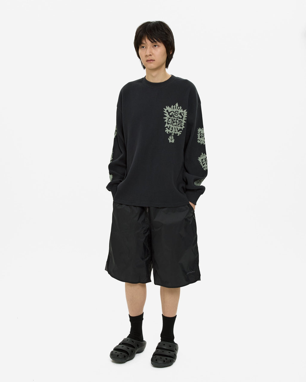 yeseyesee - Y.E.S Stamp Waffle L/S (Charcoal) product image 6 | TRAB K-Fashion Australia