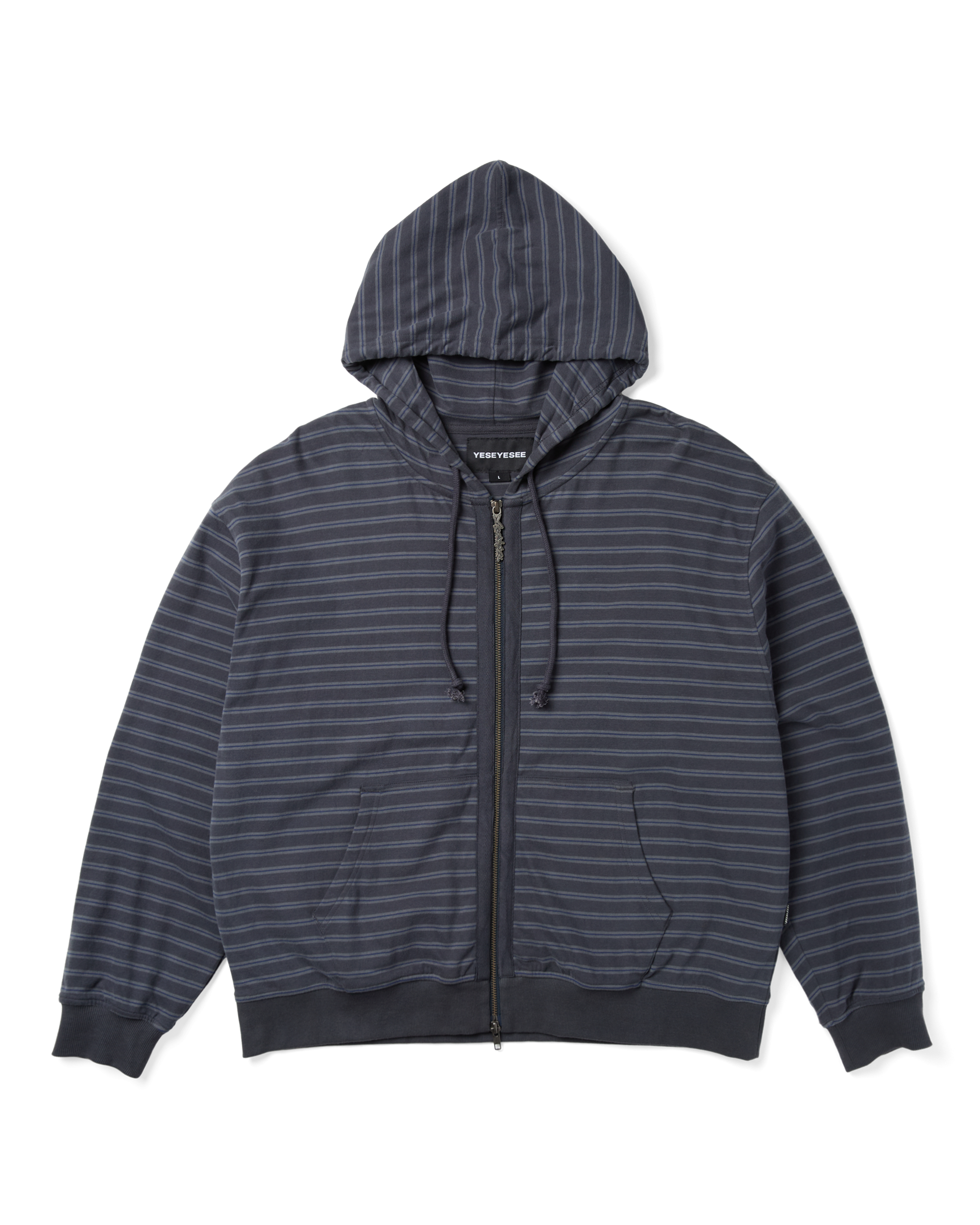 yeseyesee - Y.E.S Stripe Single Zip-Up Hoodie (Charcoal) product image 1 | TRAB K-Fashion Australia