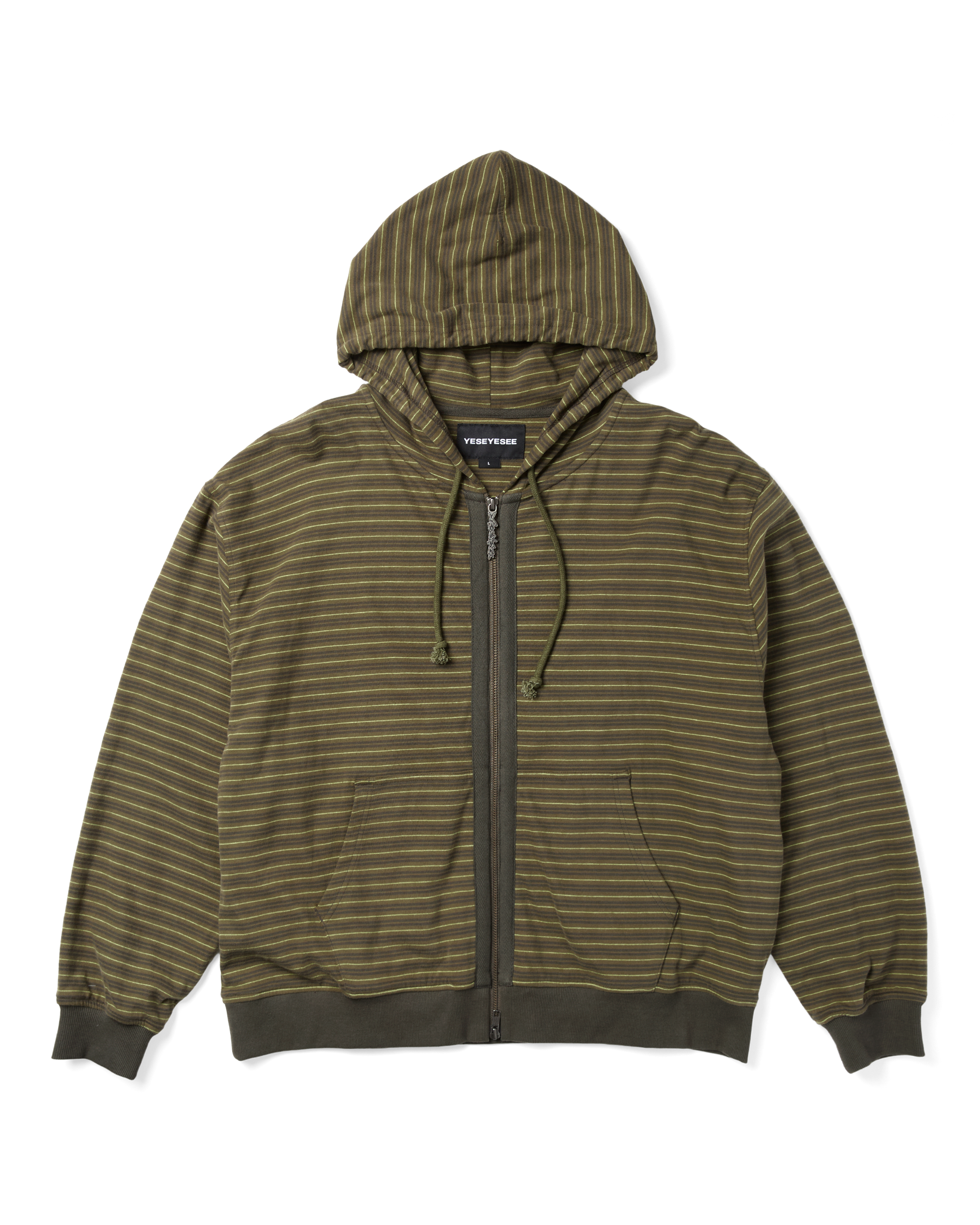 yeseyesee - Y.E.S Stripe Single Zip-Up Hoodie (Khaki) product image 1 | TRAB K-Fashion Australia