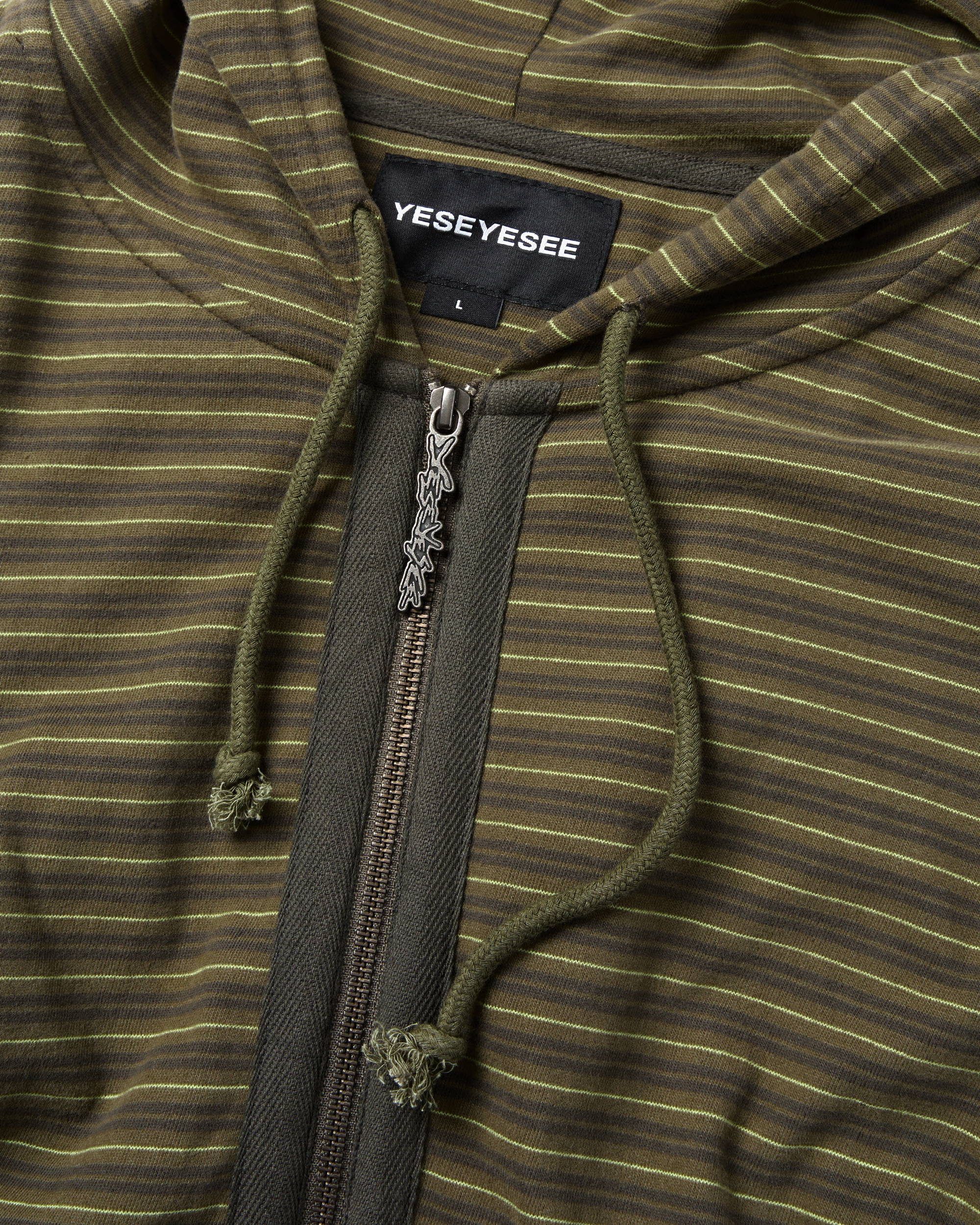 yeseyesee - Y.E.S Stripe Single Zip-Up Hoodie (Khaki) product image 3 | TRAB K-Fashion Australia