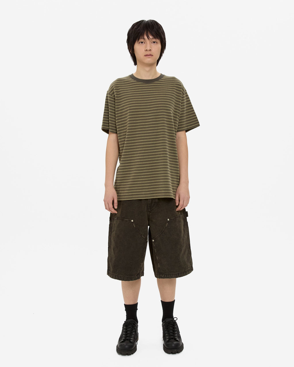 yeseyesee - Y.E.S Thin Stripe Tee (Khaki) product image 6 | TRAB K-Fashion Australia