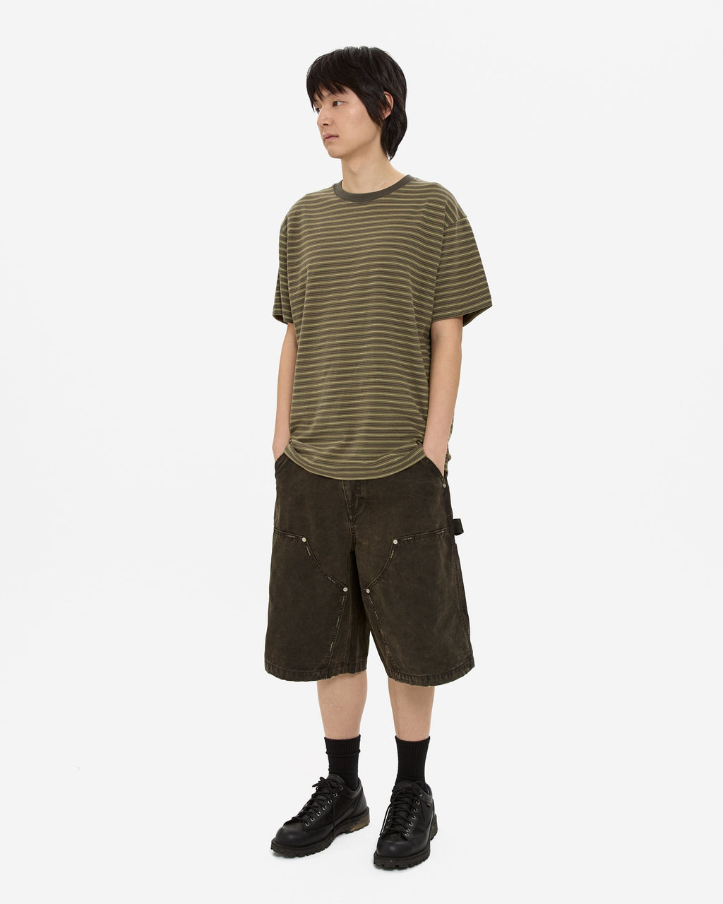 yeseyesee - Y.E.S Thin Stripe Tee (Khaki) product image 7 | TRAB K-Fashion Australia