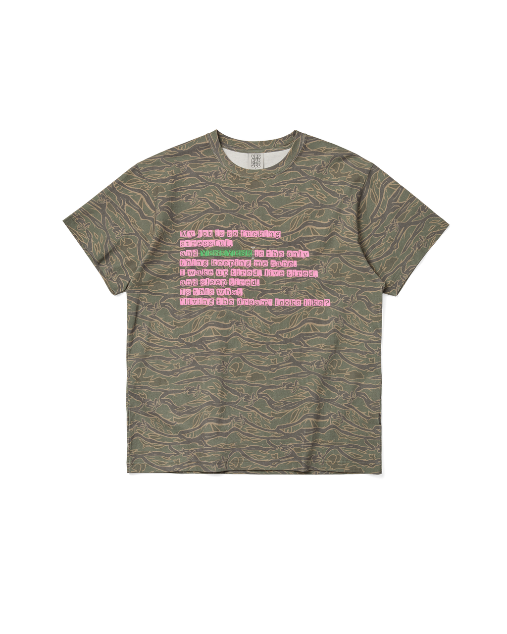 yeseyesee - Y.E.S Wording Camo Tee (Khaki) product image 1 | TRAB K-Fashion Australia