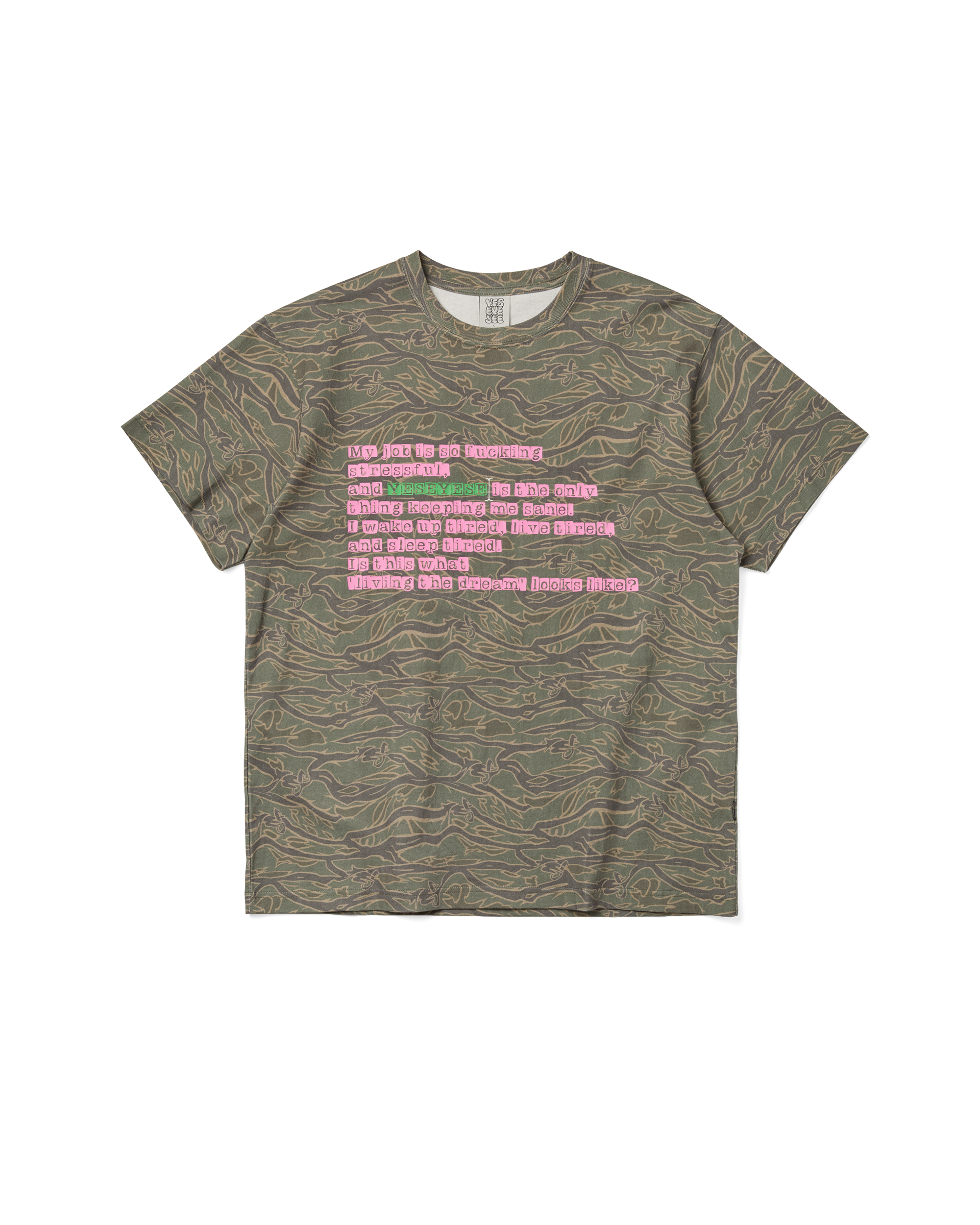 yeseyesee - Y.E.S Wording Camo Tee (Khaki) product image 1 | TRAB K-Fashion Australia