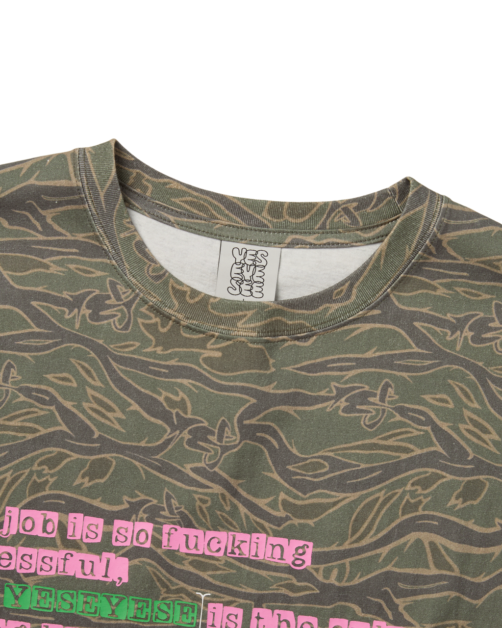 yeseyesee - Y.E.S Wording Camo Tee (Khaki) product image 3 | TRAB K-Fashion Australia