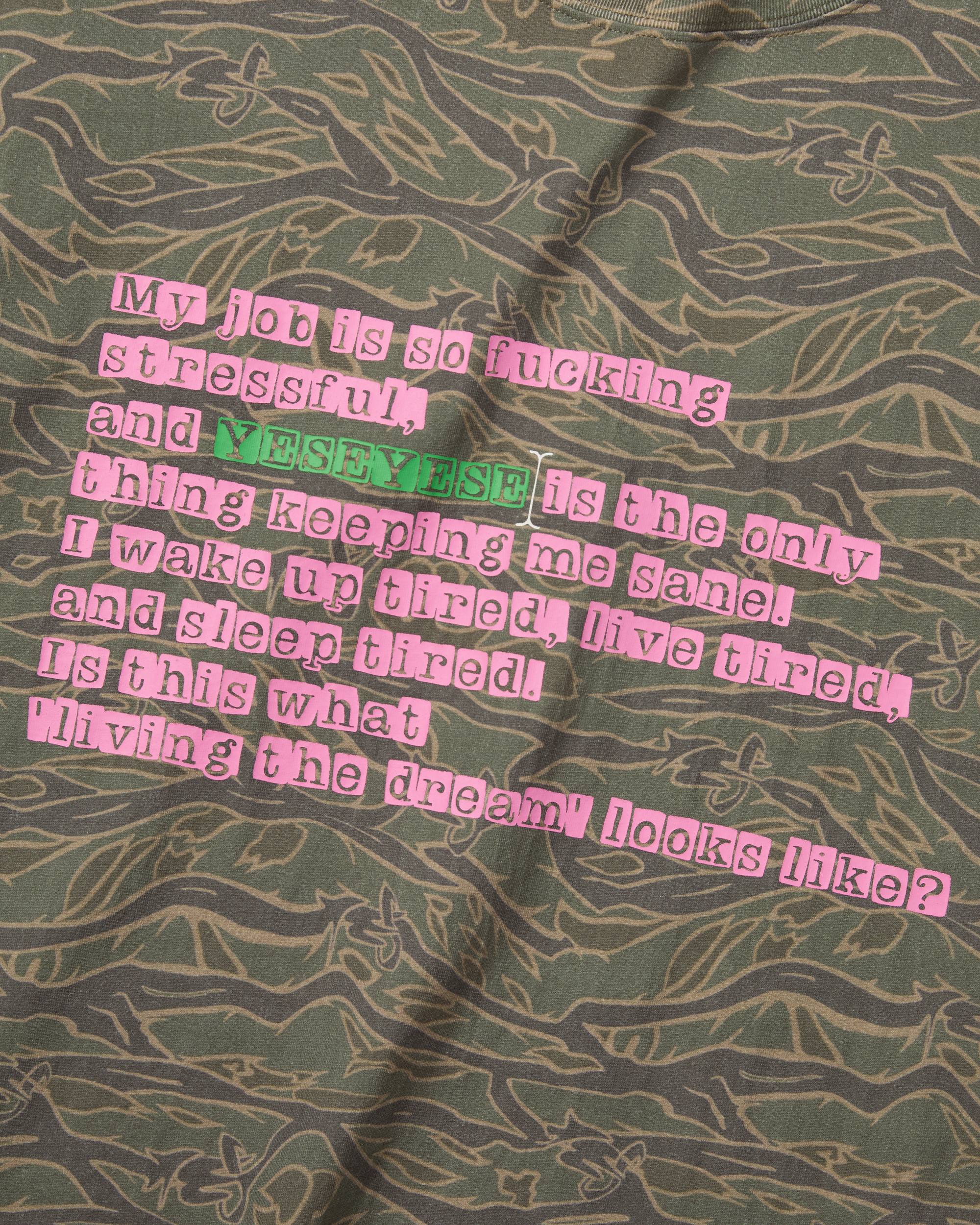 yeseyesee - Y.E.S Wording Camo Tee (Khaki) product image 4 | TRAB K-Fashion Australia