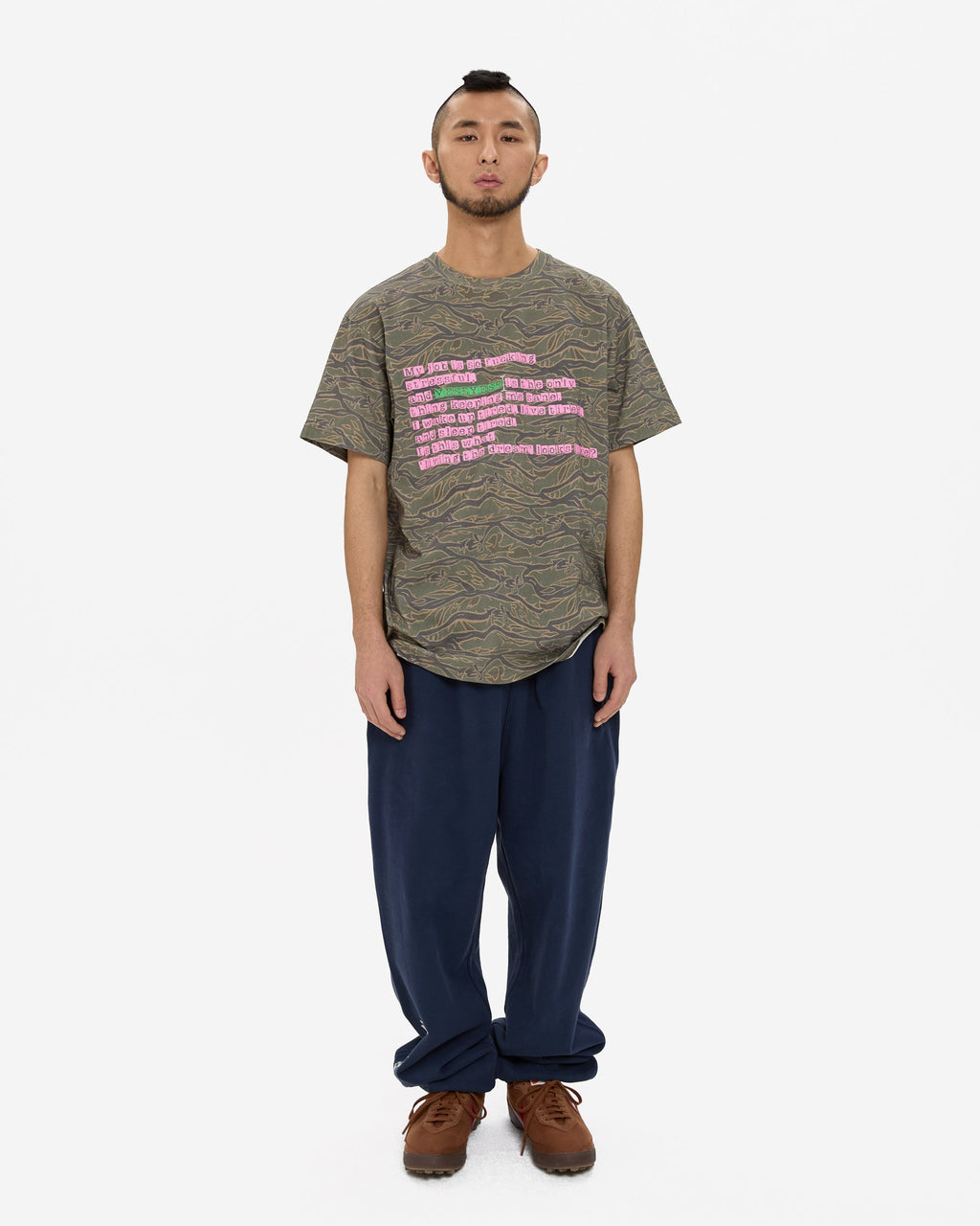 yeseyesee - Y.E.S Wording Camo Tee (Khaki) product image 6 | TRAB K-Fashion Australia