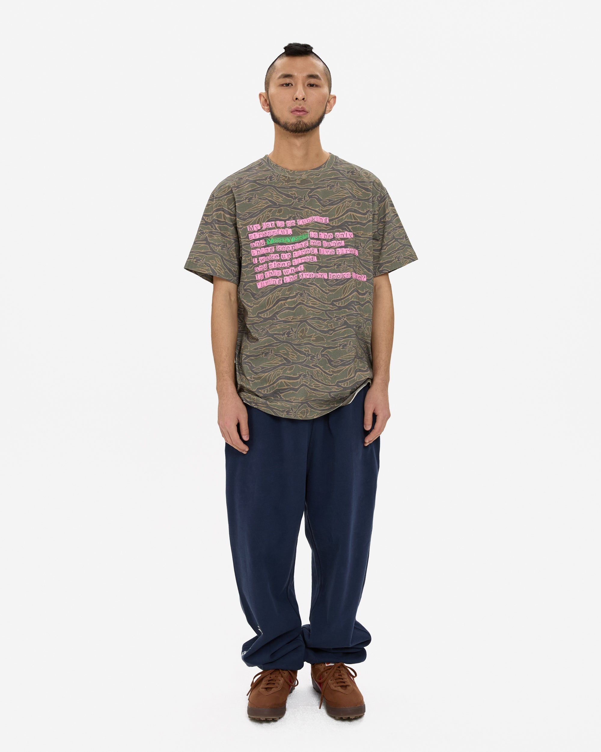 yeseyesee - Y.E.S Wording Camo Tee (Khaki) product image 6 | TRAB K-Fashion Australia