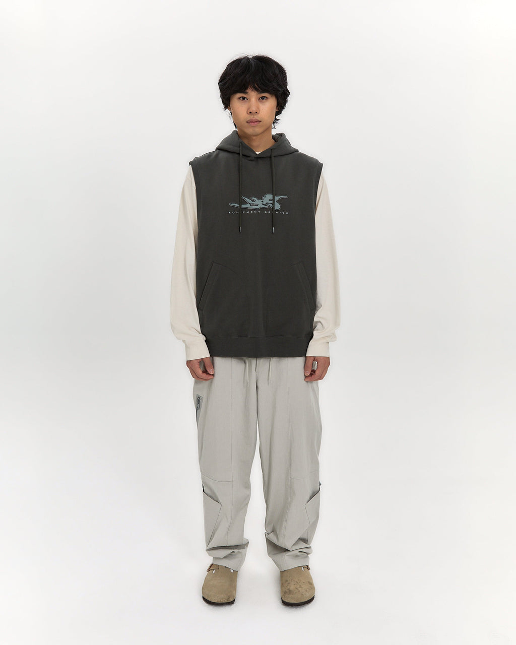 yeseyesee - Y.E.S Hooded Vest (Khaki) product image 7 | TRAB K-Fashion Australia