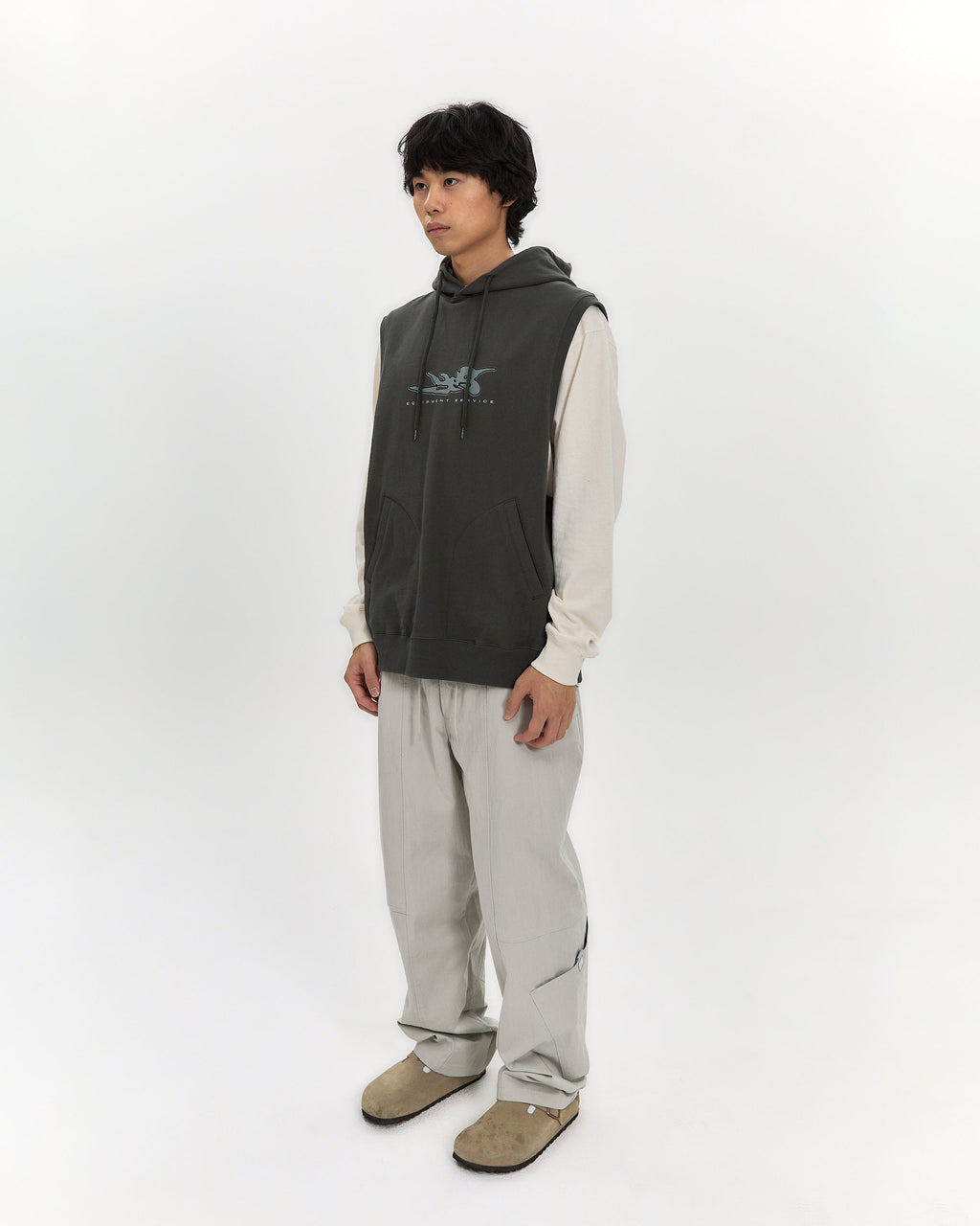 yeseyesee - Y.E.S Hooded Vest (Khaki) product image 8 | TRAB K-Fashion Australia
