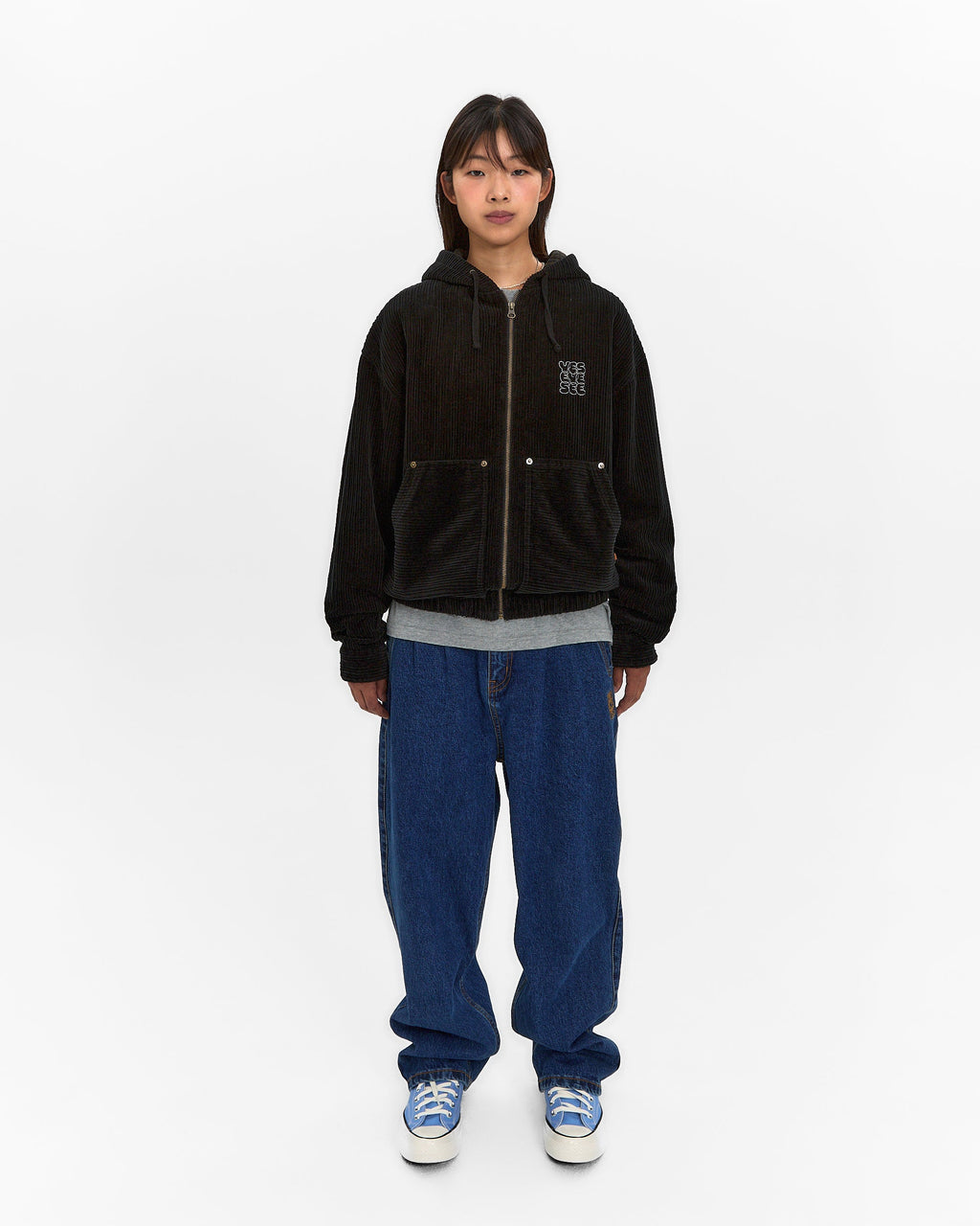 yeseyesee - Corduroy Hooded Zip Jacket (Black) product image 7 | TRAB K-Fashion Australia