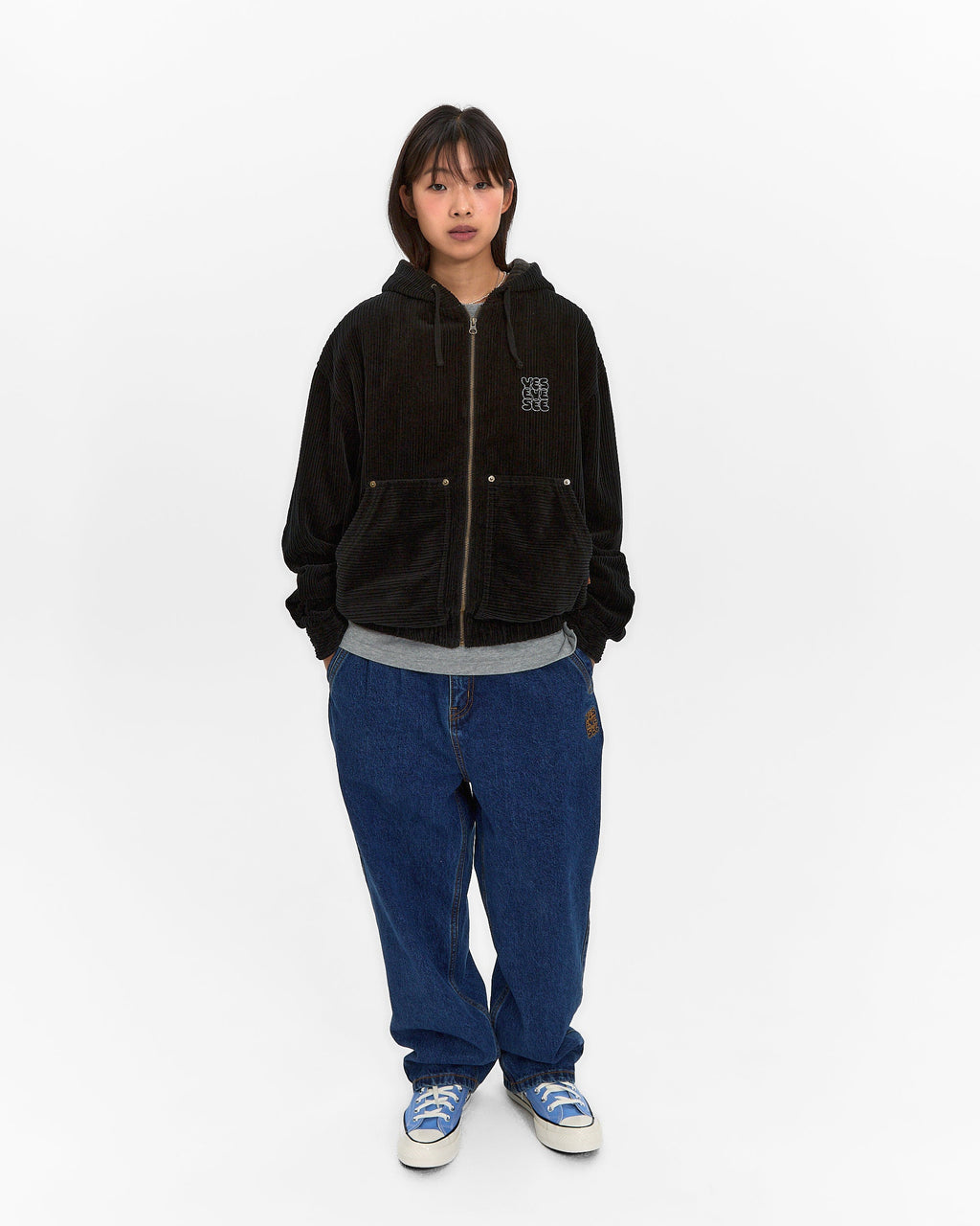yeseyesee - Corduroy Hooded Zip Jacket (Black) product image 8 | TRAB K-Fashion Australia