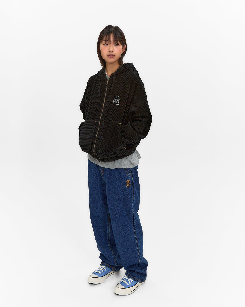yeseyesee - Corduroy Hooded Zip Jacket (Black) product image 9 | TRAB K-Fashion Australia