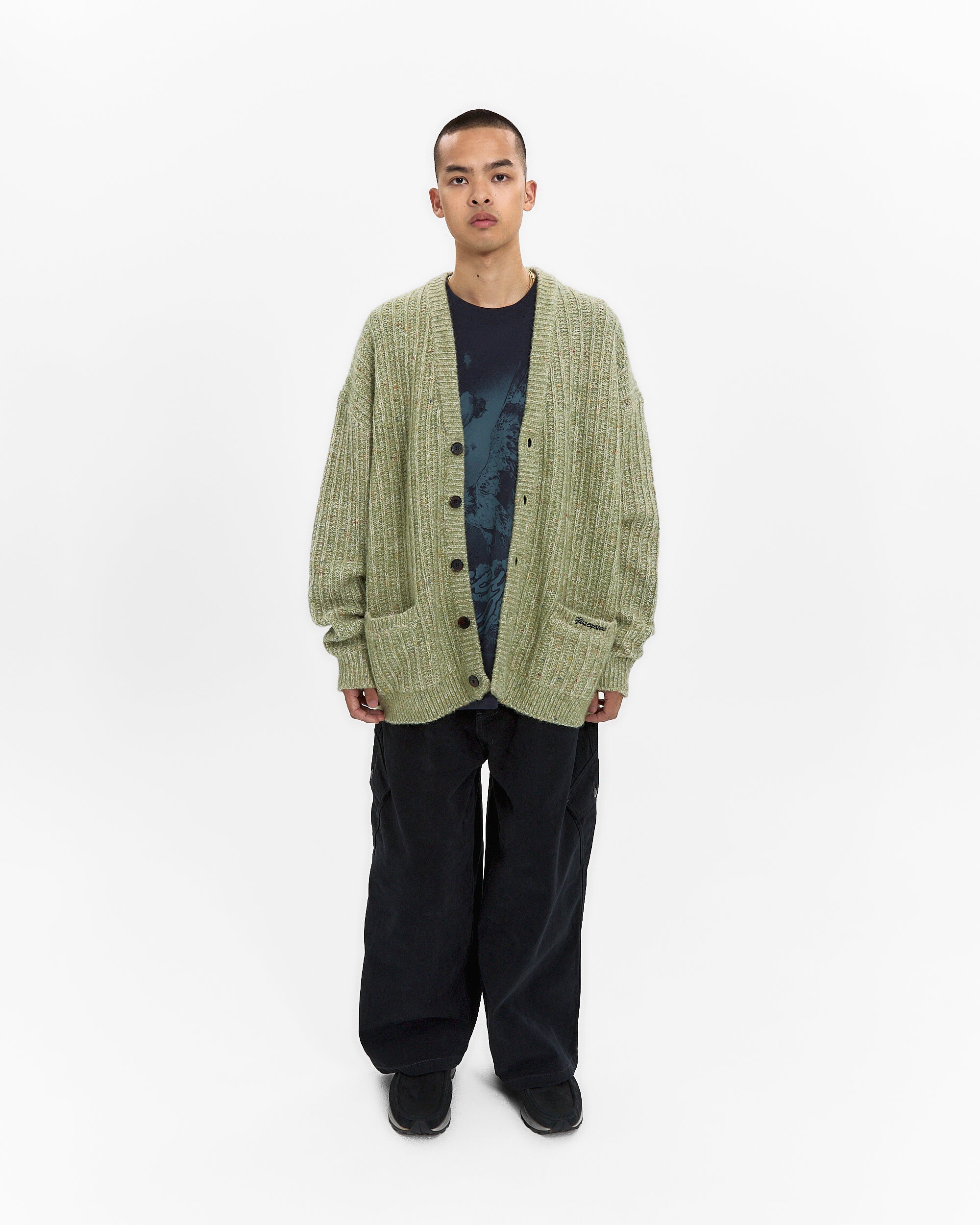yeseyesee - Speckle Yarn Knit Cardigan (Green) product image 7 | TRAB K-Fashion Australia