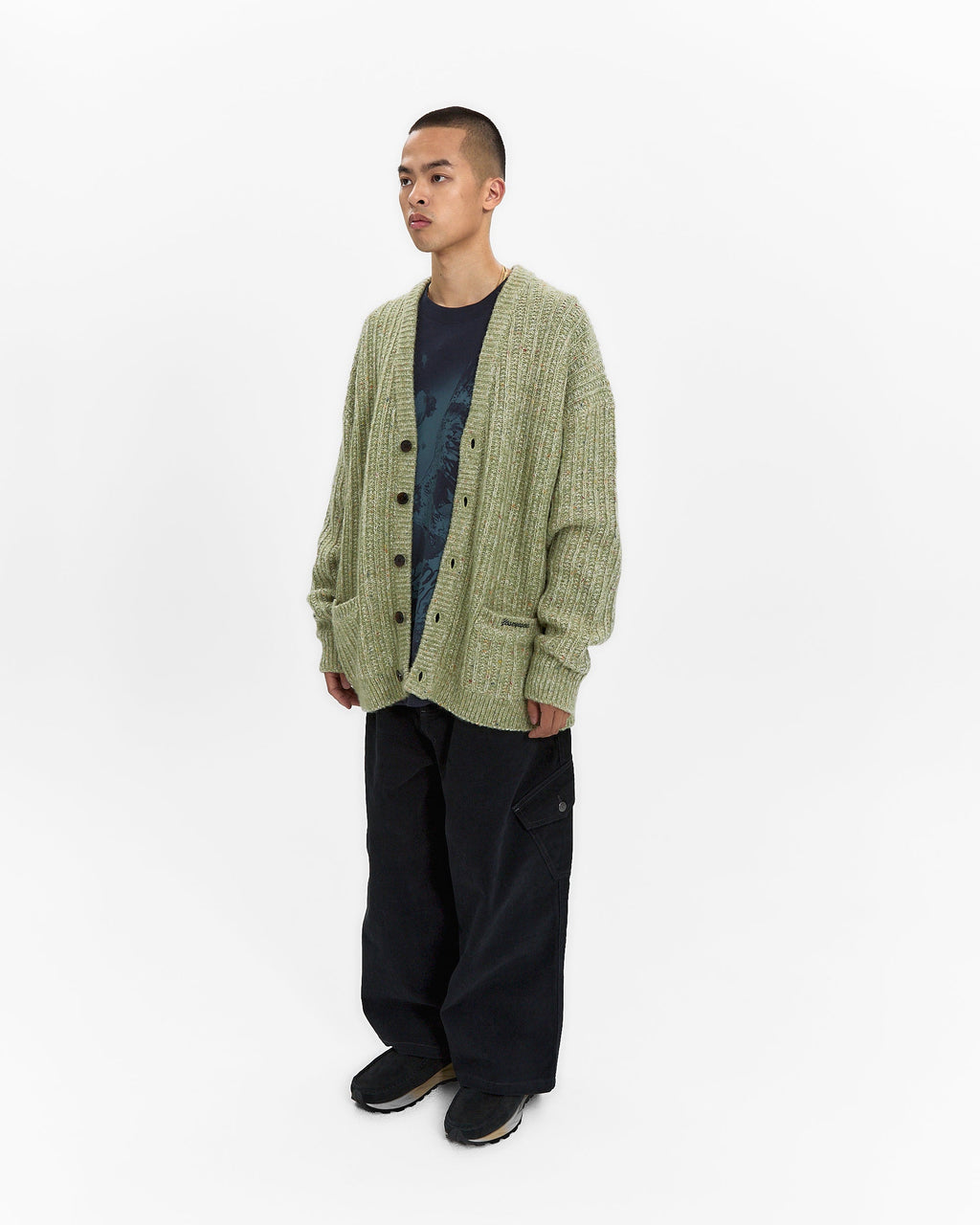 yeseyesee - Speckle Yarn Knit Cardigan (Green) product image 8 | TRAB K-Fashion Australia
