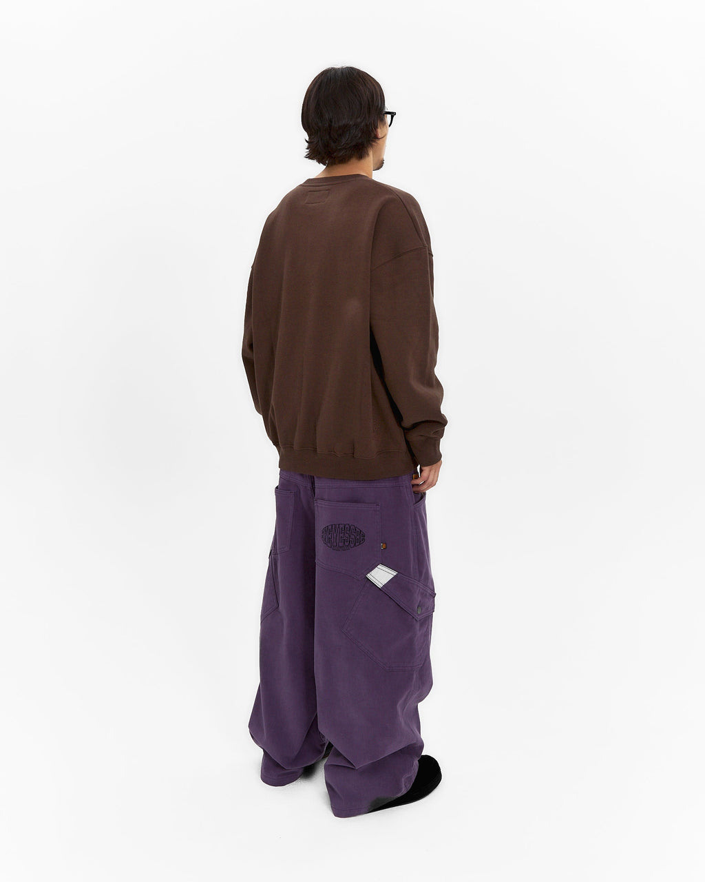 yeseyesee - Y.E.S Checkered Logo Sweatshirt (Dark Brown) product image 9 | TRAB K-Fashion Australia