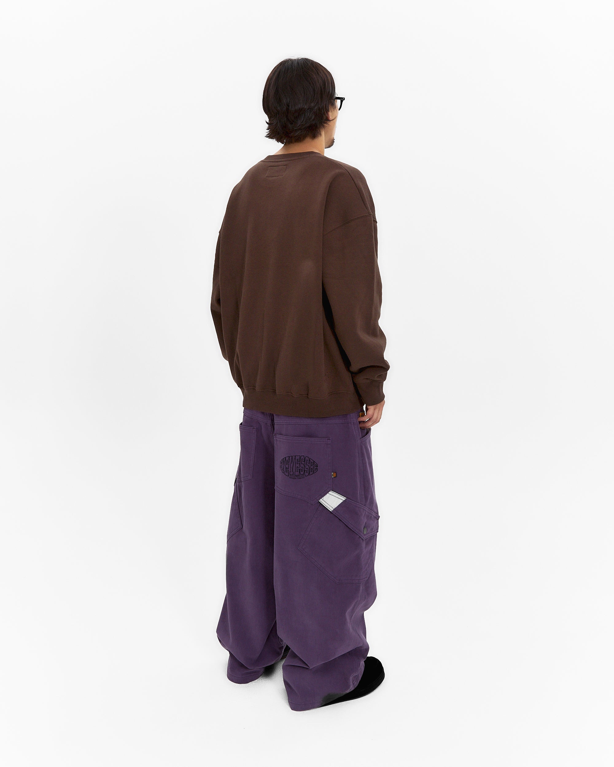 yeseyesee - Y.E.S Checkered Logo Sweatshirt (Dark Brown) product image 9 | TRAB K-Fashion Australia