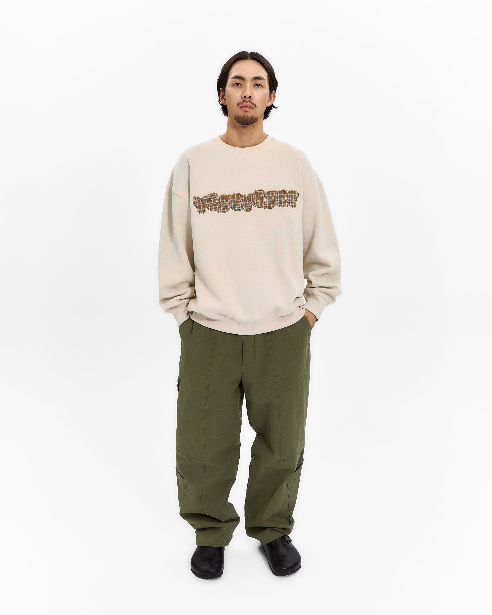 yeseyesee - Y.E.S Checkered Logo Sweatshirt (Ecru) product image 7 | TRAB K-Fashion Australia