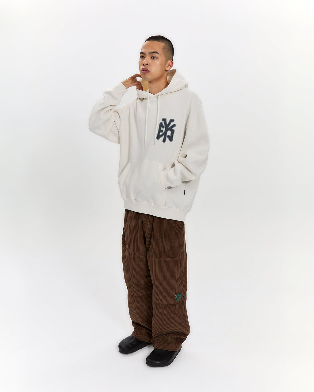 yeseyesee - Y.E.S Athlete Logo Hoodie (Off White) product image 8 | TRAB K-Fashion Australia