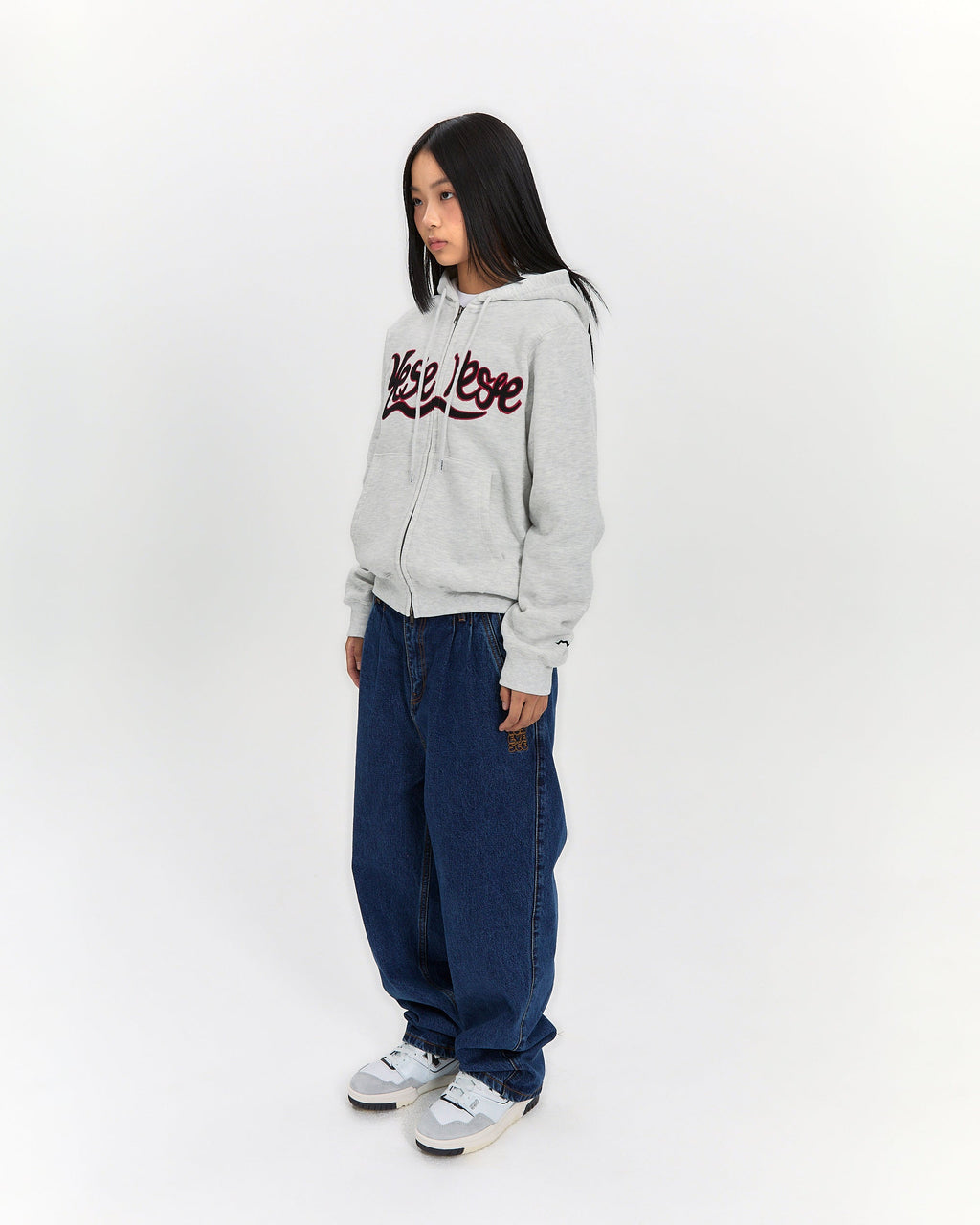 yeseyesee - Y.E.S Snail Logo Zip-Up Hoodie (Light Grey) product image 8 | TRAB K-Fashion Australia