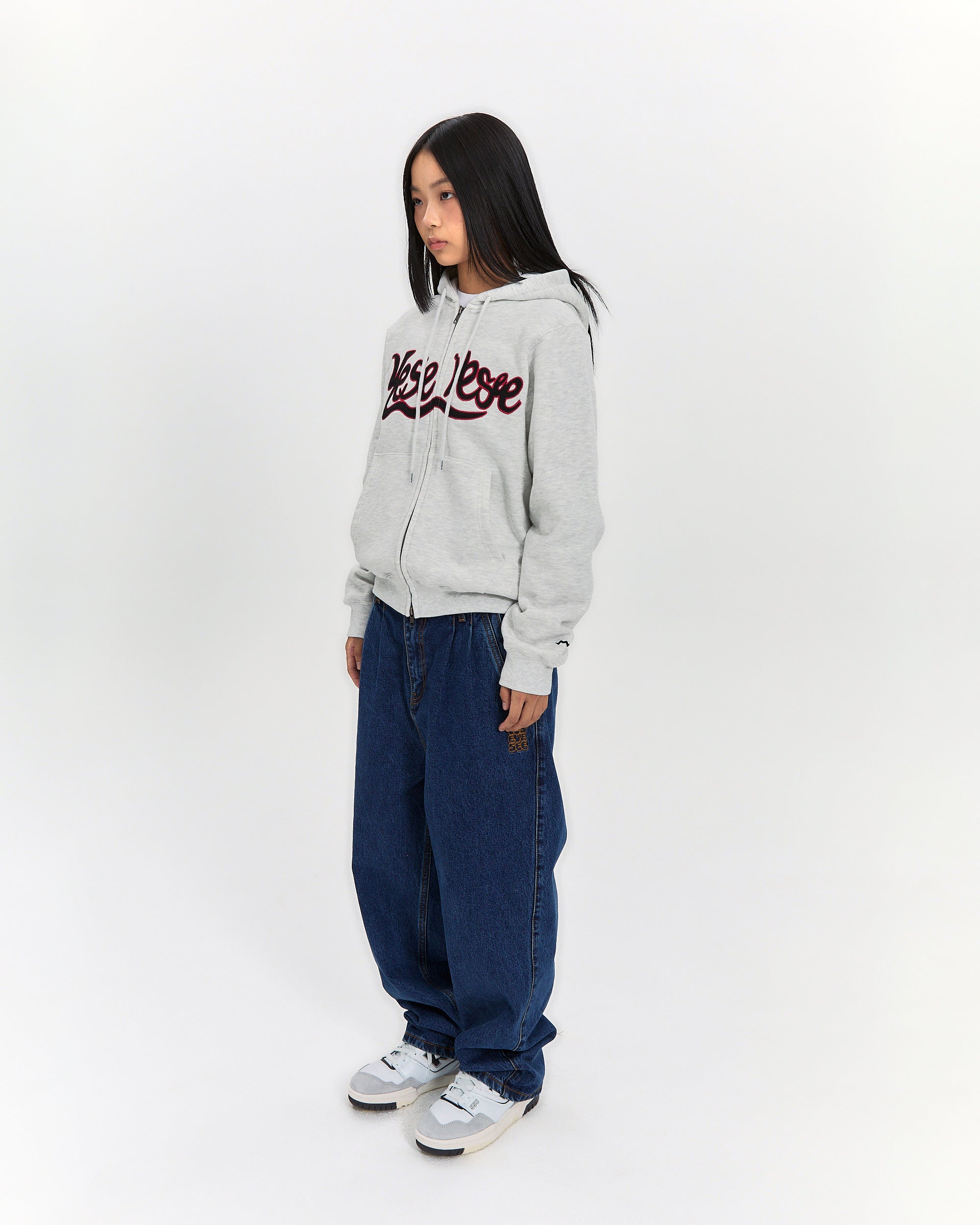 yeseyesee - Y.E.S Snail Logo Zip-Up Hoodie (Light Grey) product image 8 | TRAB K-Fashion Australia