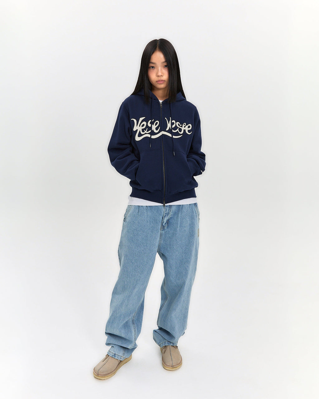 yeseyesee - Y.E.S Snail Logo Zip-Up Hoodie (Navy) product image 7 | TRAB K-Fashion Australia