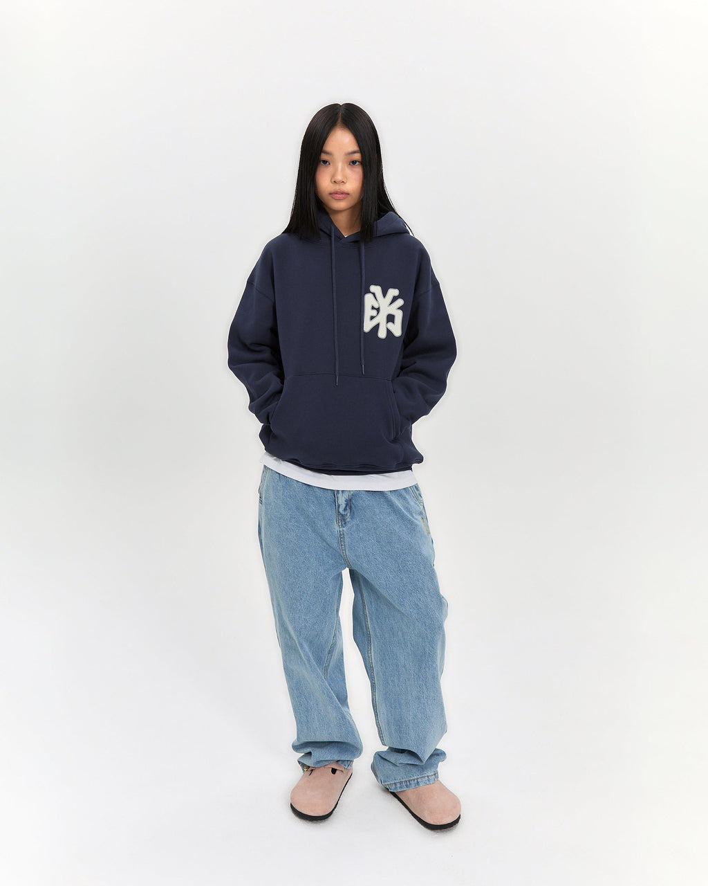 yeseyesee - Y.E.S Athlete Logo Hoodie (Light Navy) product image 7 | TRAB K-Fashion Australia