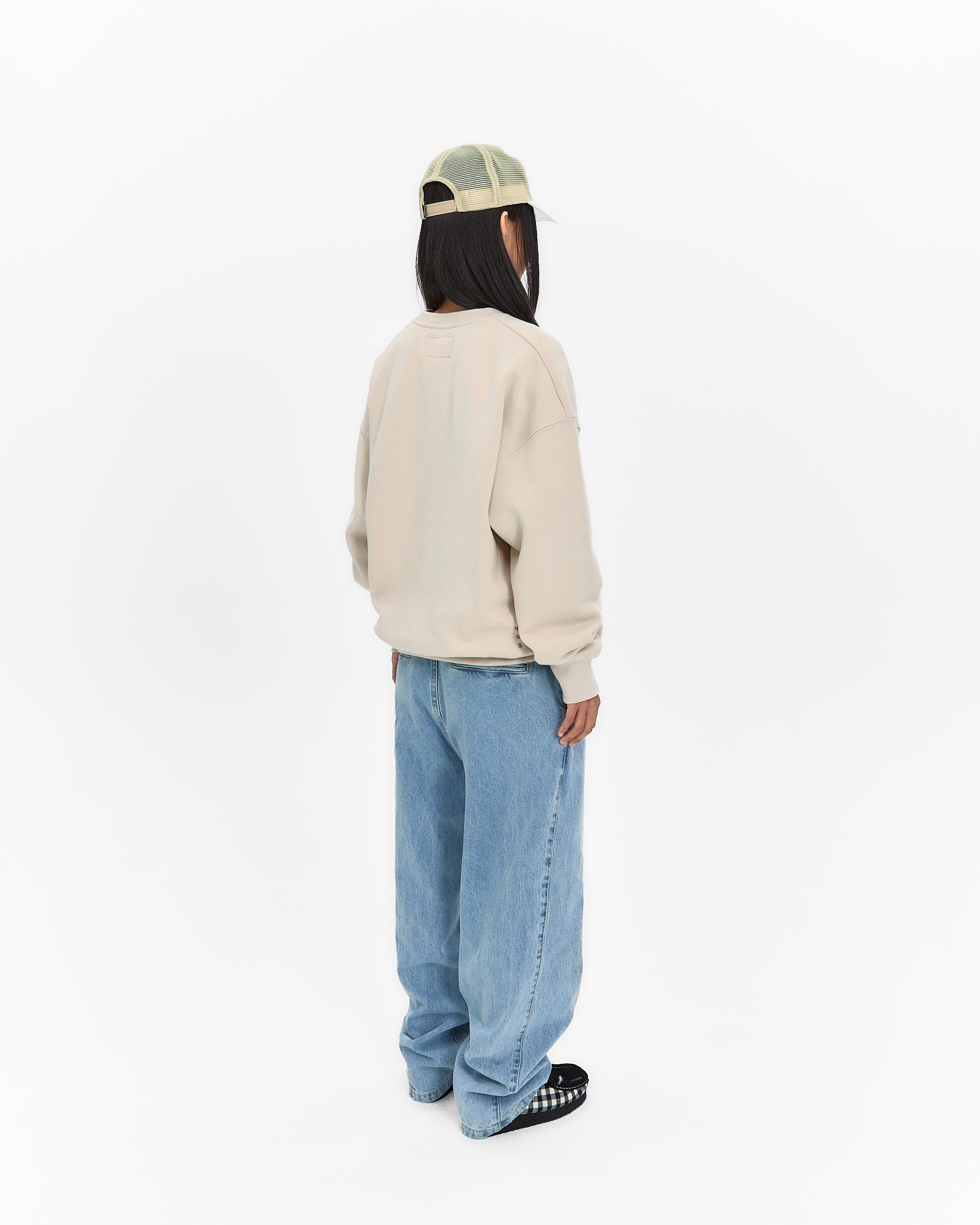yeseyesee - Y.E.S Checkered Logo Sweatshirt (Ecru) product image 12 | TRAB K-Fashion Australia