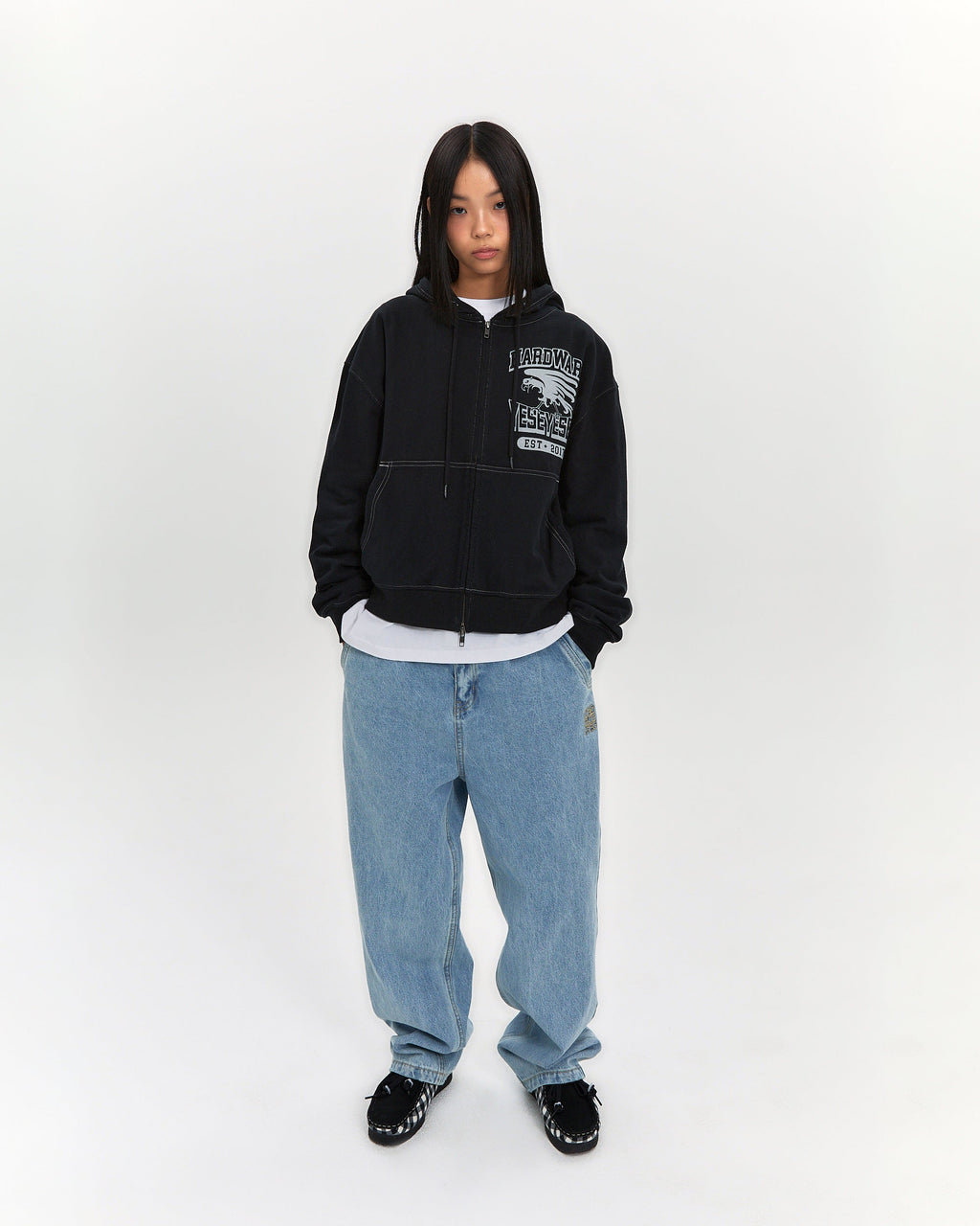 yeseyesee - Y.E.S Single Stitch Hoodie (Black) product image 7 | TRAB K-Fashion Australia