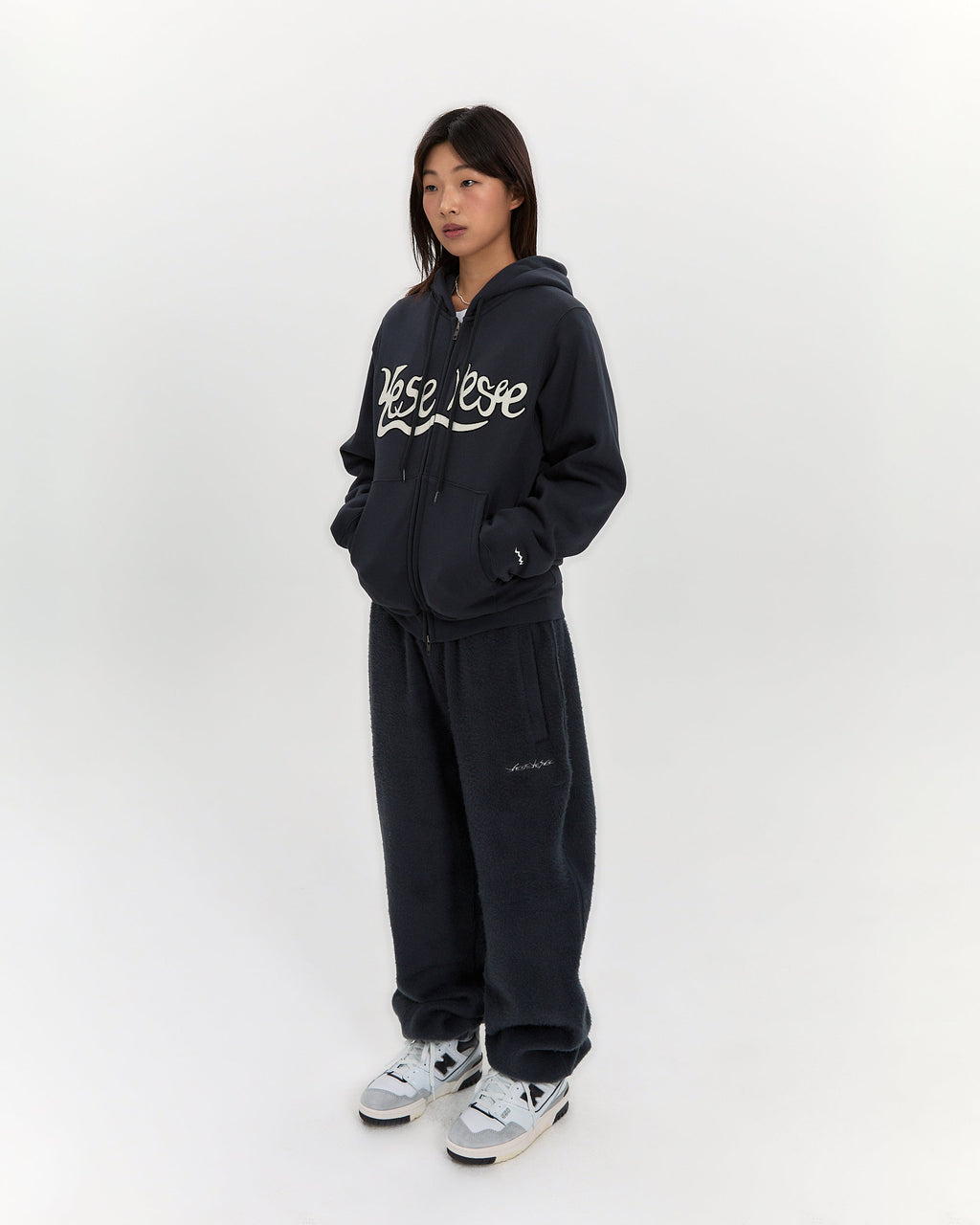 yeseyesee - Y.E.S Snail Logo Zip-Up Hoodie (Charcoal) product image 8 | TRAB K-Fashion Australia