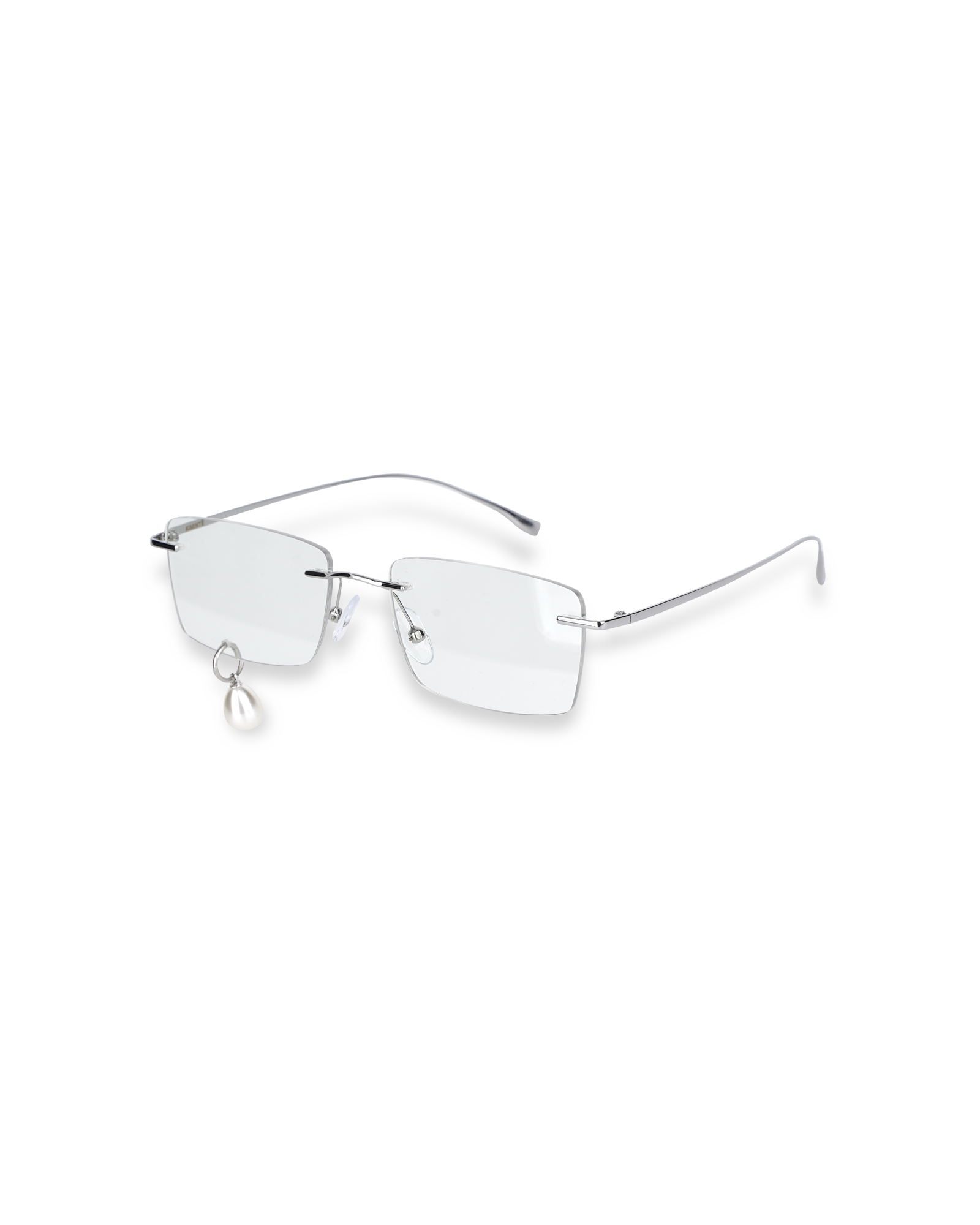 Kimhe Kim - Frameless Pearl Tear Square Glasses (Silver) product image 3 | TRAB K-Fashion Australia