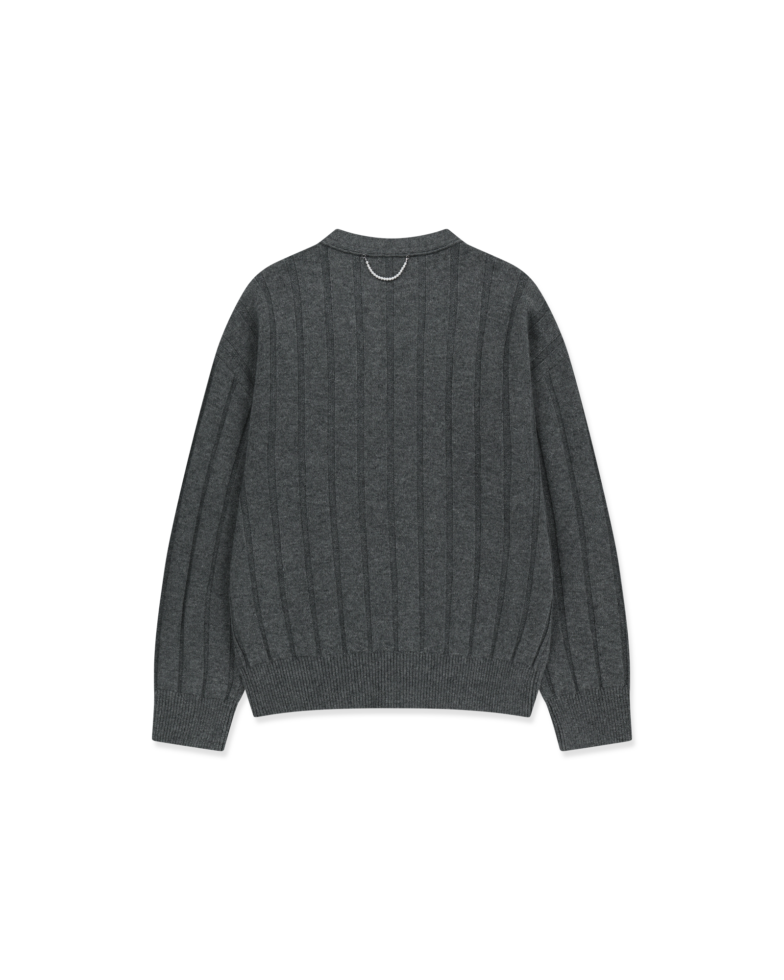 Kimhe Kim - Heart Patch V-Neck Cardigan (Melange Dark Grey) product image 11 | TRAB K-Fashion Australia