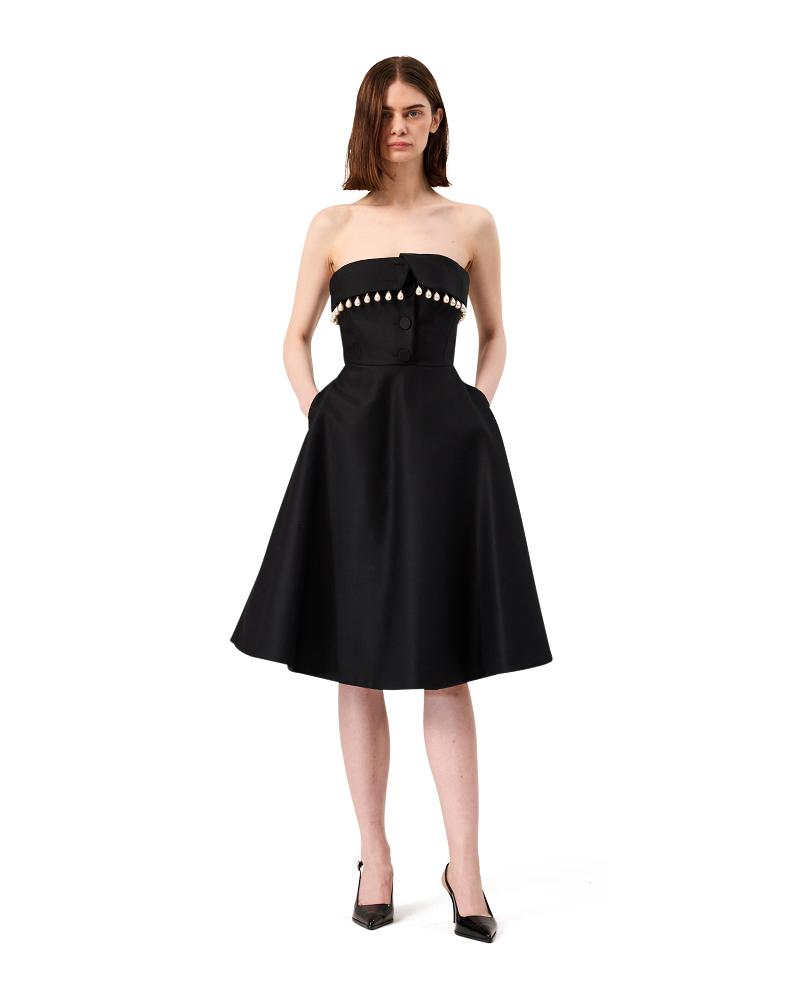 Kimhe Kim - Pearl Embellished Neo Emma Dress (Black) product image 1 | TRAB K-Fashion Australia