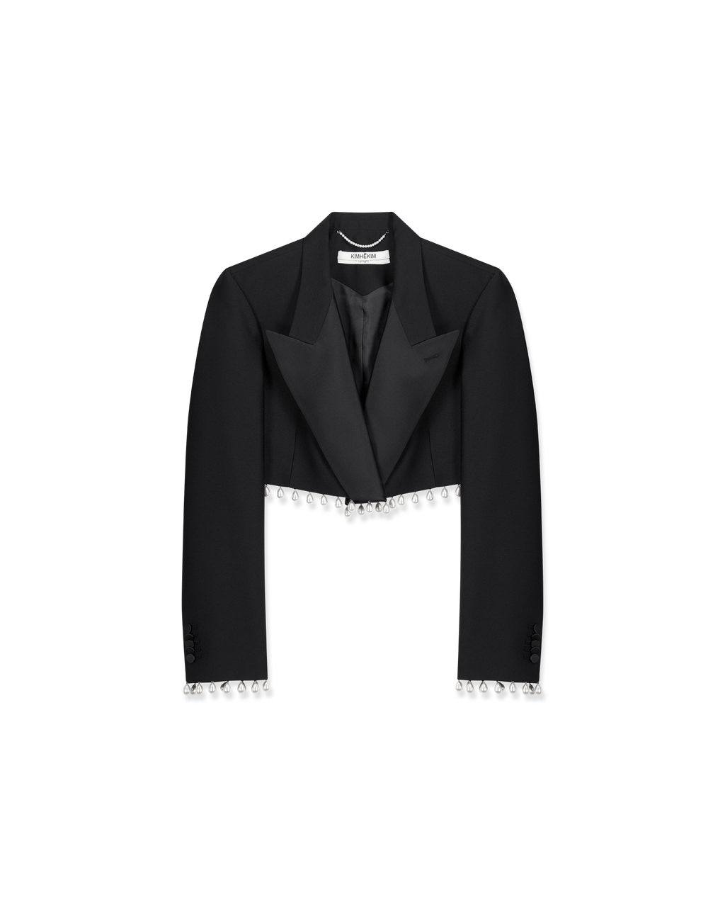 Kimhe Kim - Pearl Embellished Cropped Tuxedo Jacket (Black) product image 1 | TRAB K-Fashion Australia
