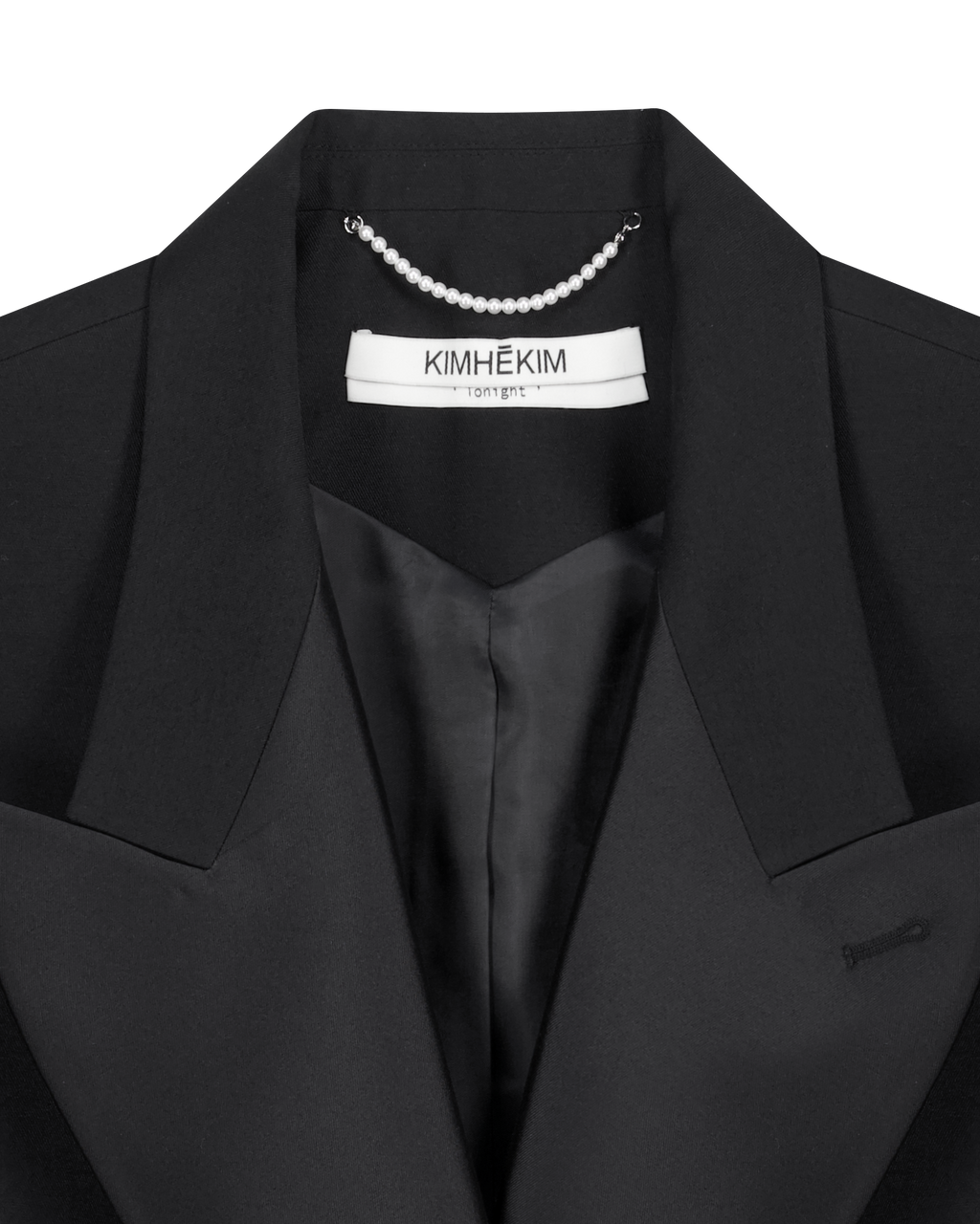 Kimhe Kim - Pearl Embellished Cropped Tuxedo Jacket (Black) product image 3 | TRAB K-Fashion Australia