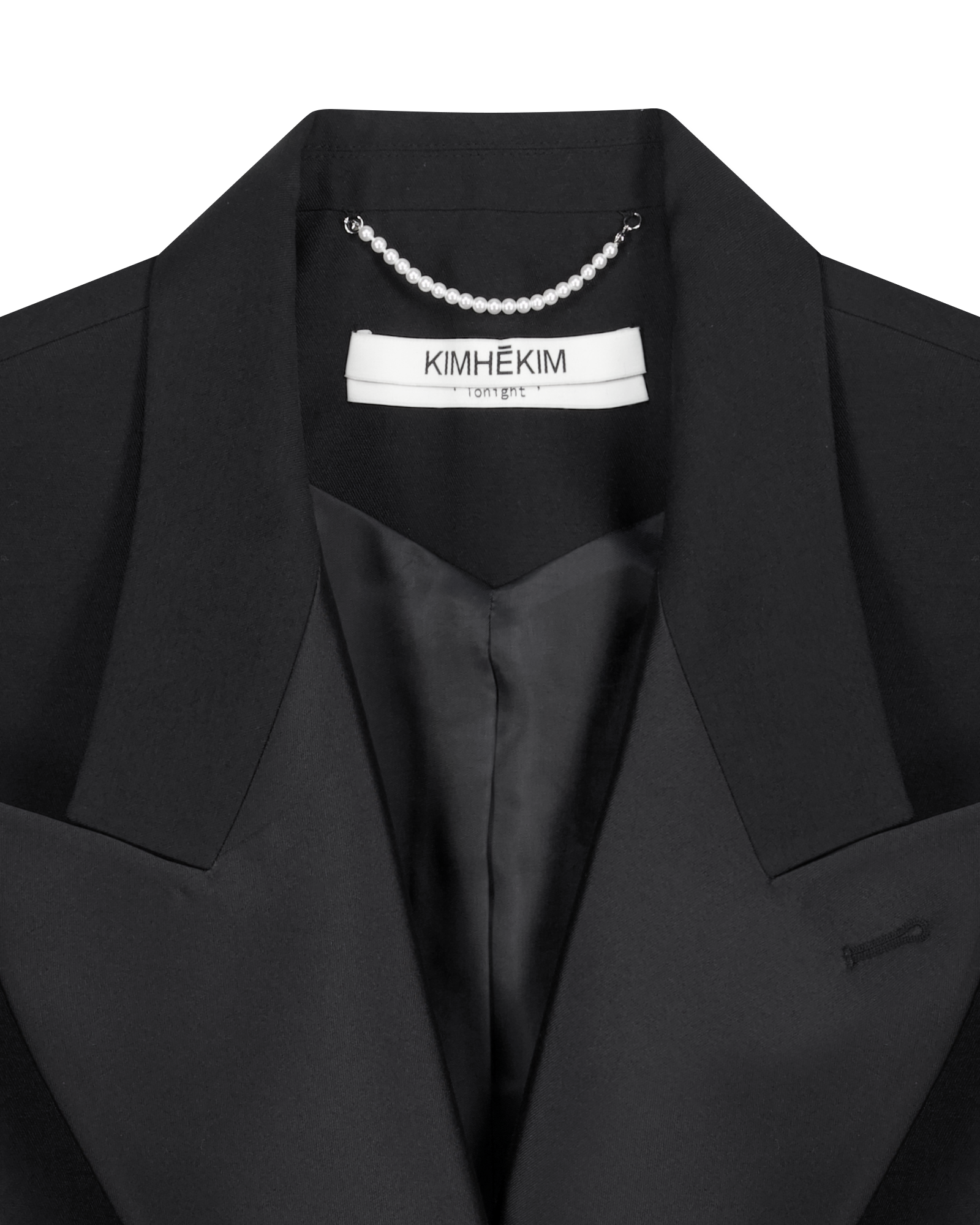 Kimhe Kim - Pearl Embellished Cropped Tuxedo Jacket (Black) product image 3 | TRAB K-Fashion Australia