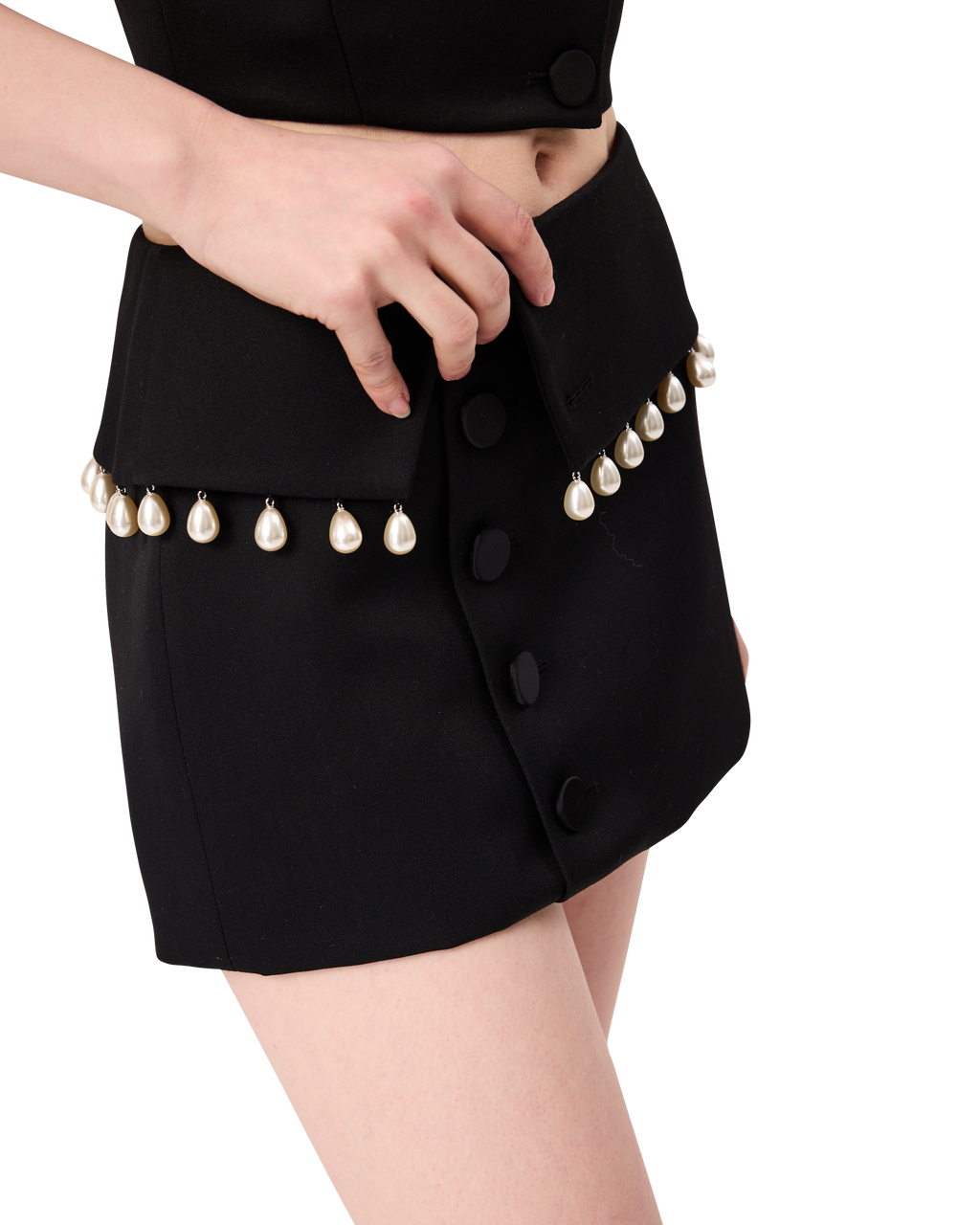 Kimhe Kim - Pearl Embellished Neo Emma Mini Skirt (Black) product image 10 | TRAB K-Fashion Australia