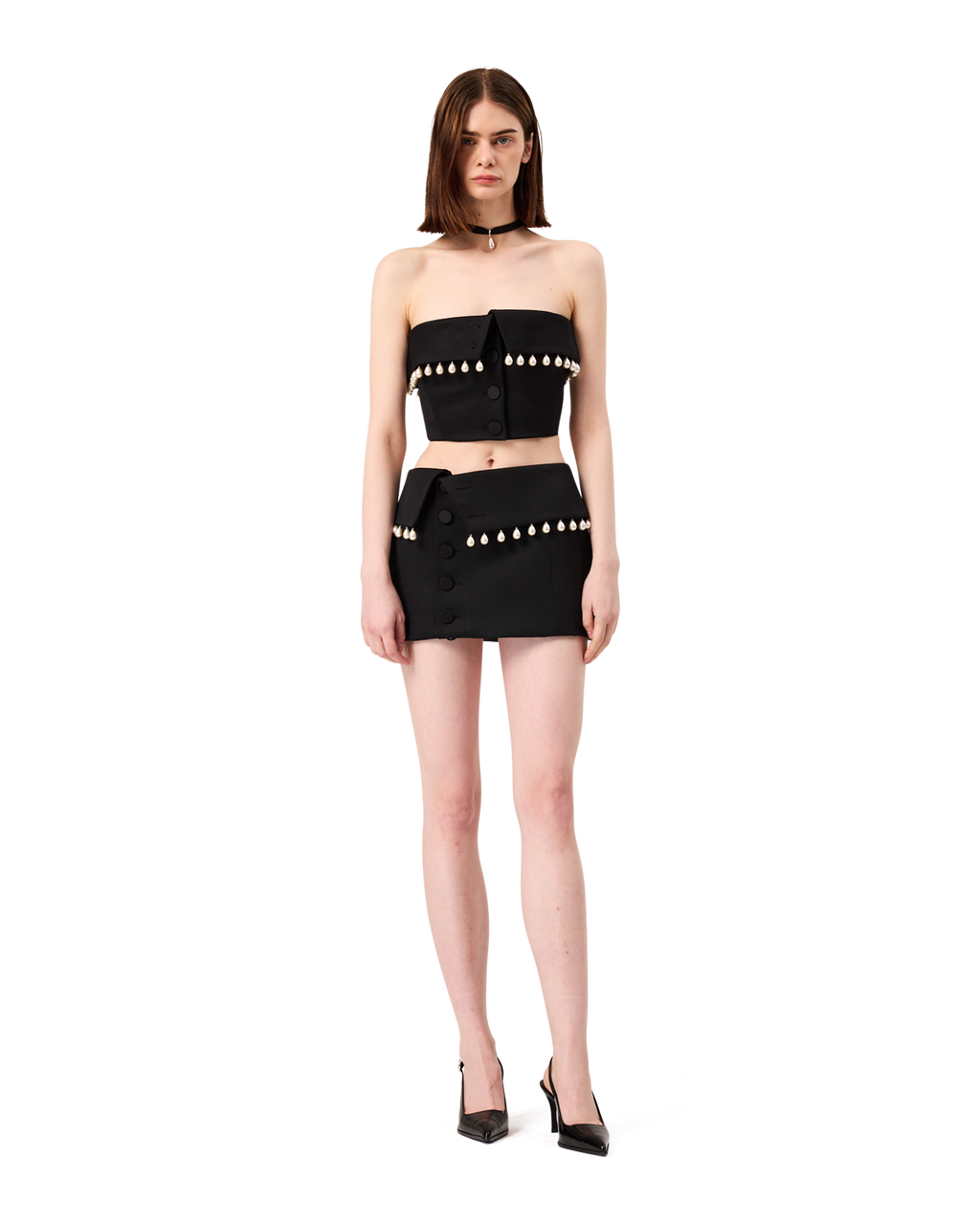 Kimhe Kim - Pearl Embellished Neo Emma Mini Skirt (Black) product image 1 | TRAB K-Fashion Australia