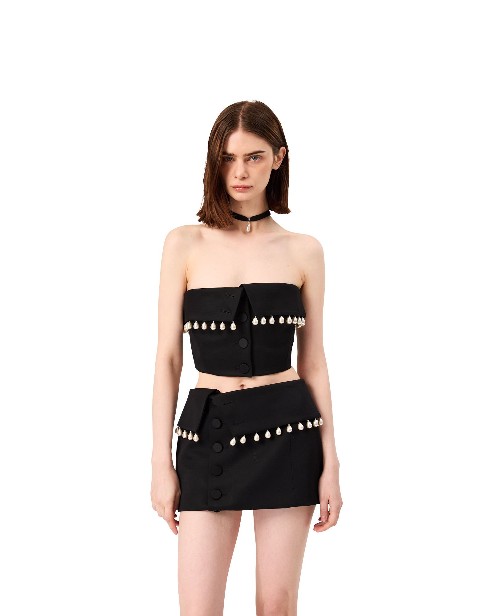 Kimhe Kim - Pearl Embellished Neo Emma Mini Skirt (Black) product image 7 | TRAB K-Fashion Australia