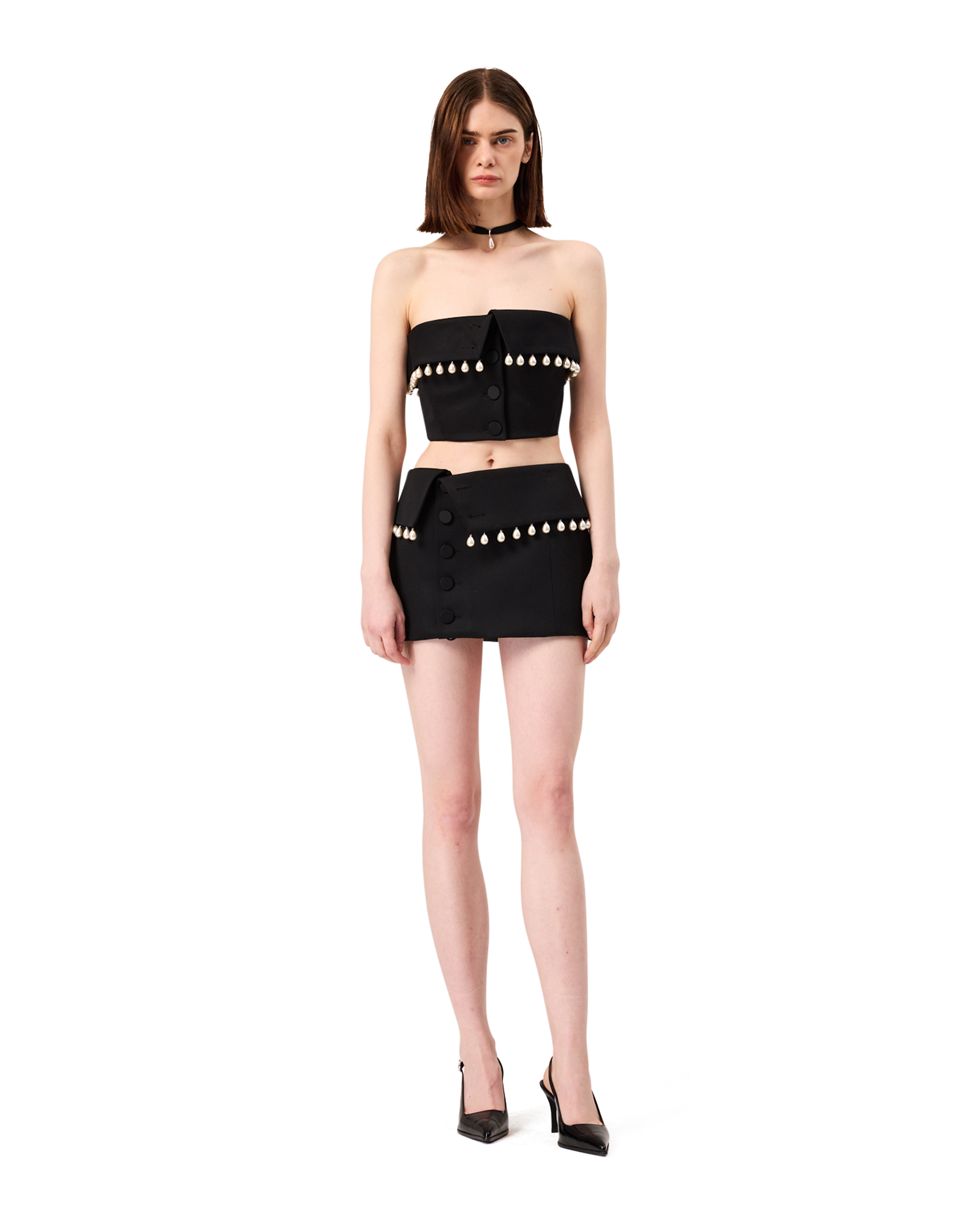 Kimhe Kim - Pearl Embellished Neo Emma Tube Top (Black) product image 1 | TRAB K-Fashion Australia
