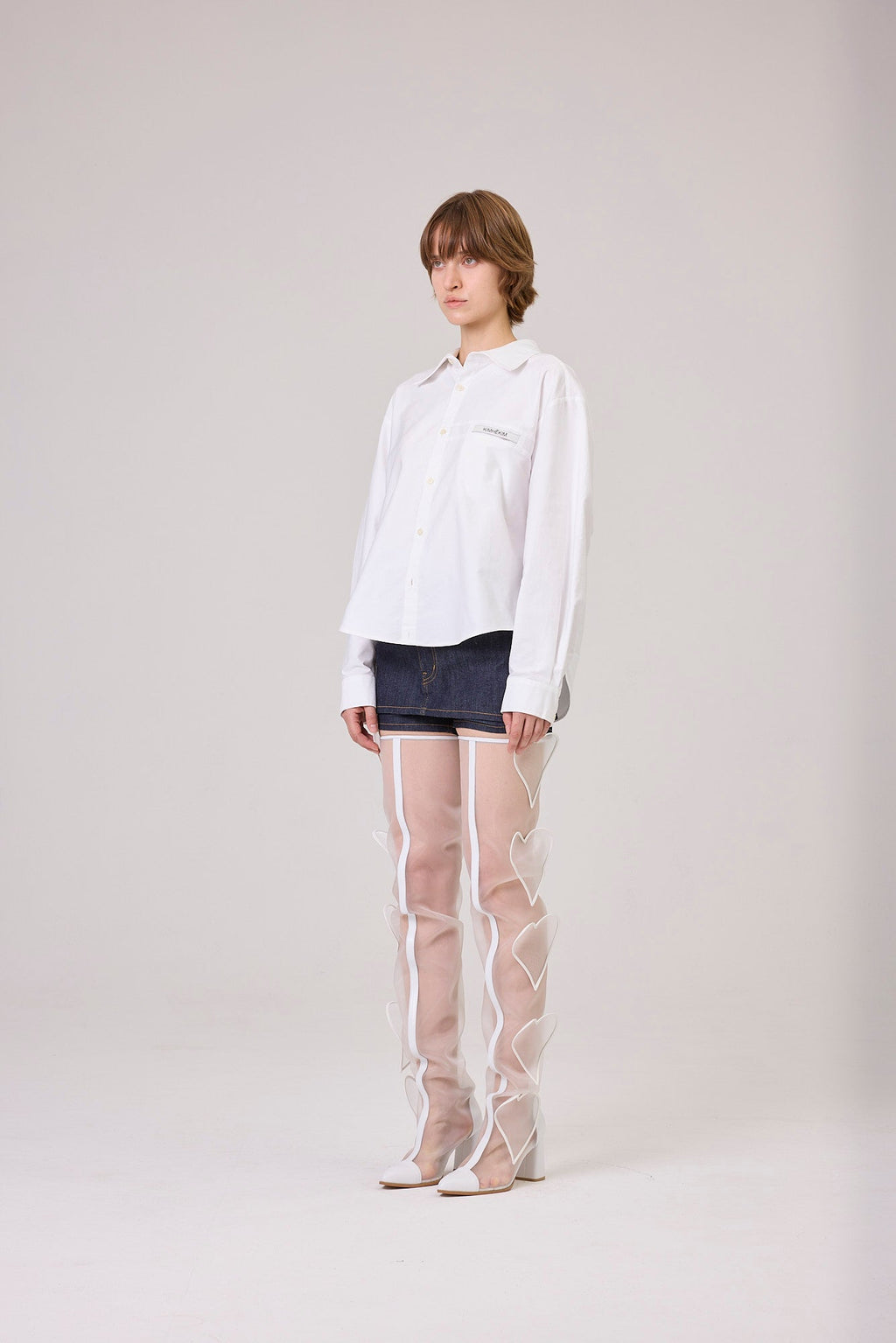 Kimhe Kim - Back Heart Cut-Out Shirt (White) product image 2 | TRAB K-Fashion Australia