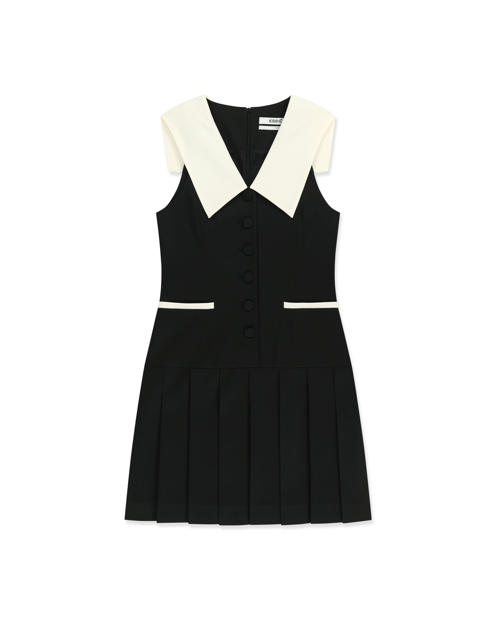Kimhe Kim - Malevich Sailor Collar Pleated Sleeveless Dress (Black/Ivory) product image 1 | TRAB K-Fashion Australia